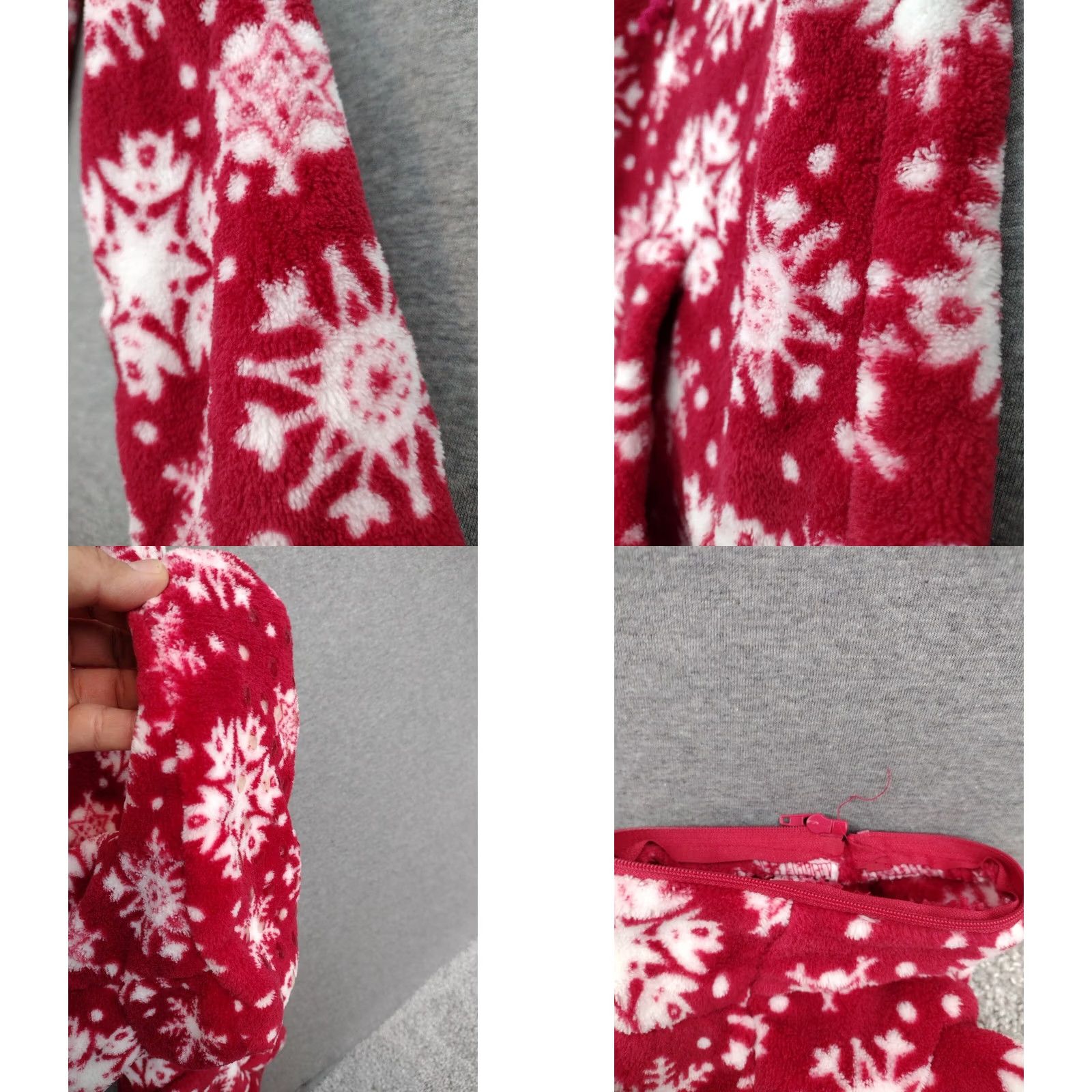 Vintage Alexander Del Rossa Women's Fleece One Piece One Zee Pajamas Footed Red/White S Size ONE SIZE - 10 Thumbnail