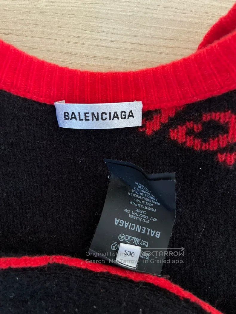 Balenciaga Balenciaga Red Logo Sweater Size US XS / EU 42 / 0 - 3 Thumbnail