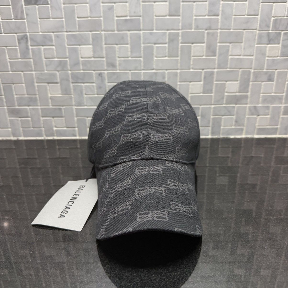 Balenciaga Balenciaga BB Monogram Cap Black Gray Logo Print Adjustable Size ONE SIZE - 2 Thumbnail