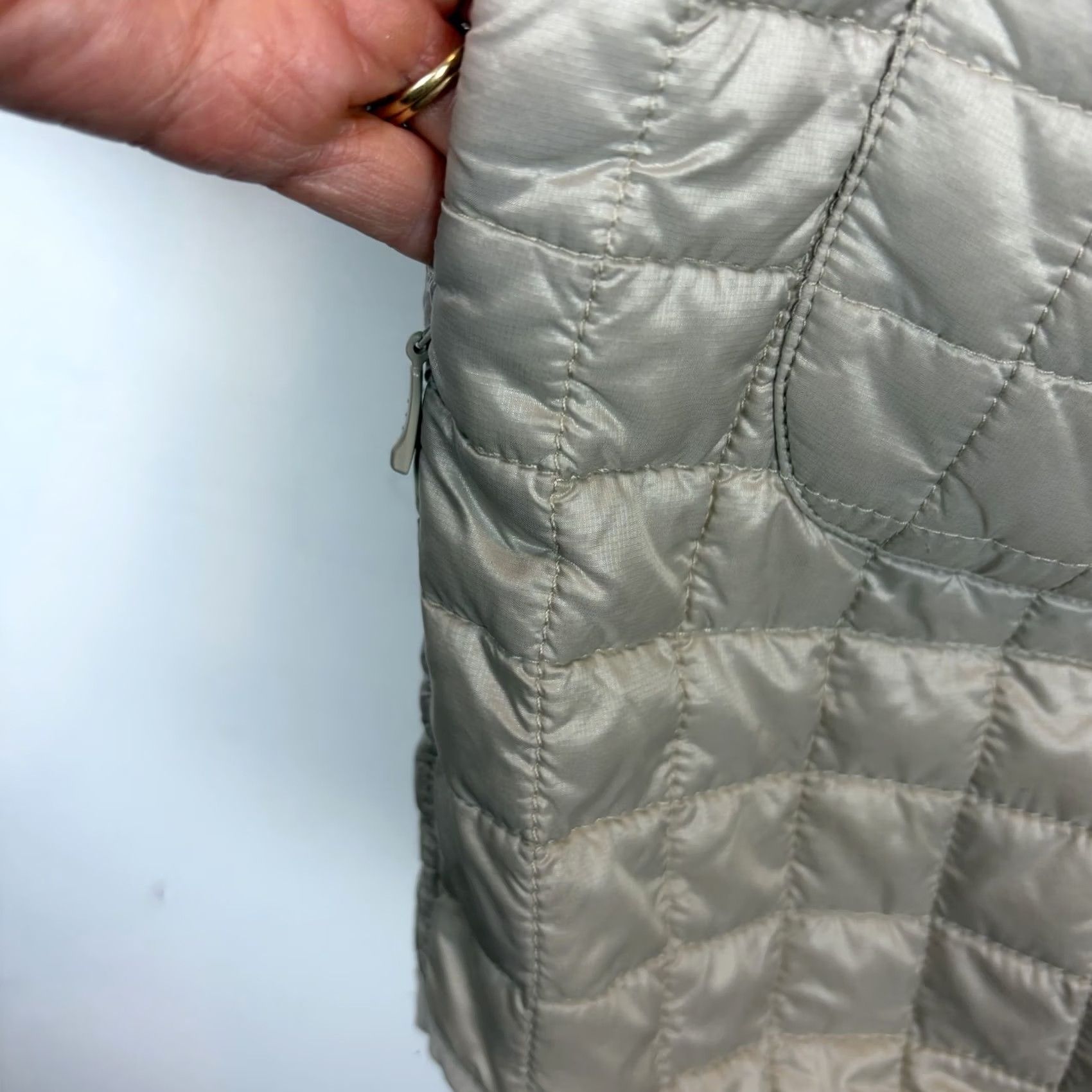 Vintage Elliot Lauren Quilted Coat Womens L Jacket Beige Medium-Length Zip Long Sleeve Pocket Collared Size L / US 10 / IT 46 - 5 Thumbnail