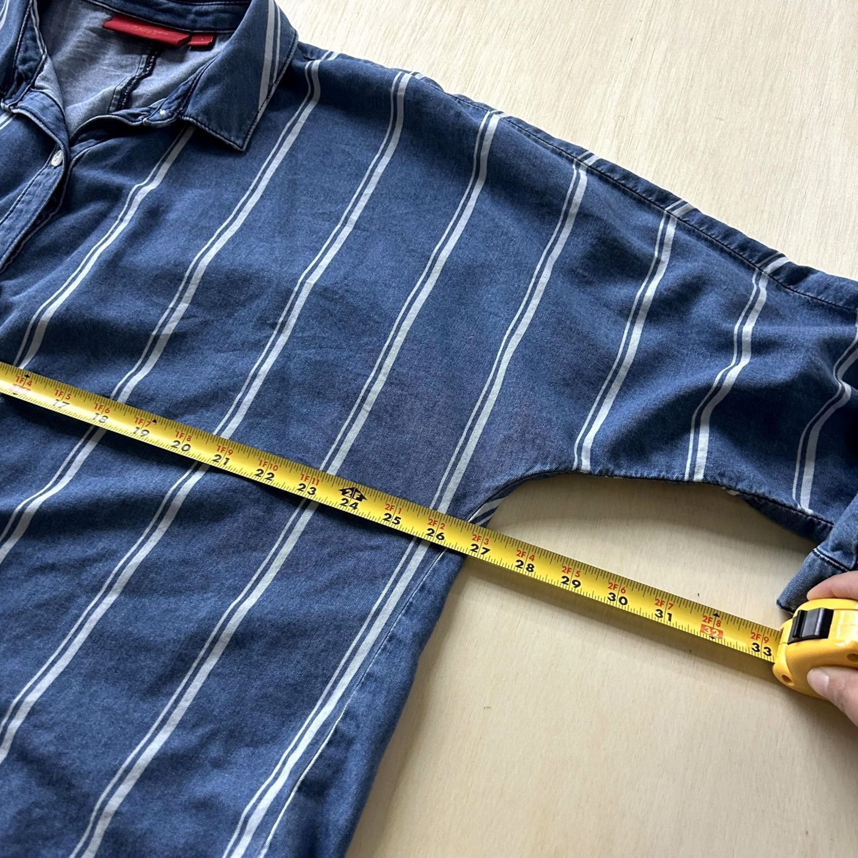 Vintage Jennifer Lopez Shirt Womens Large Blue Stripe Long Sleeve Button Up Tie Top Size L / US 10 / IT 46 - 4 Thumbnail
