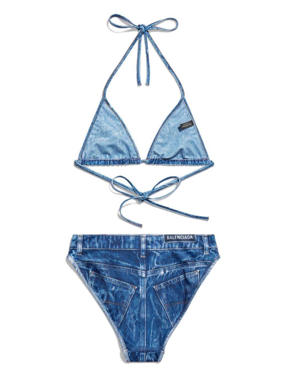 Balenciaga o1s1rm0725 Trompe L'Œil Bikini Set in Blue Size S / US 4 / IT 40 - 6 Thumbnail