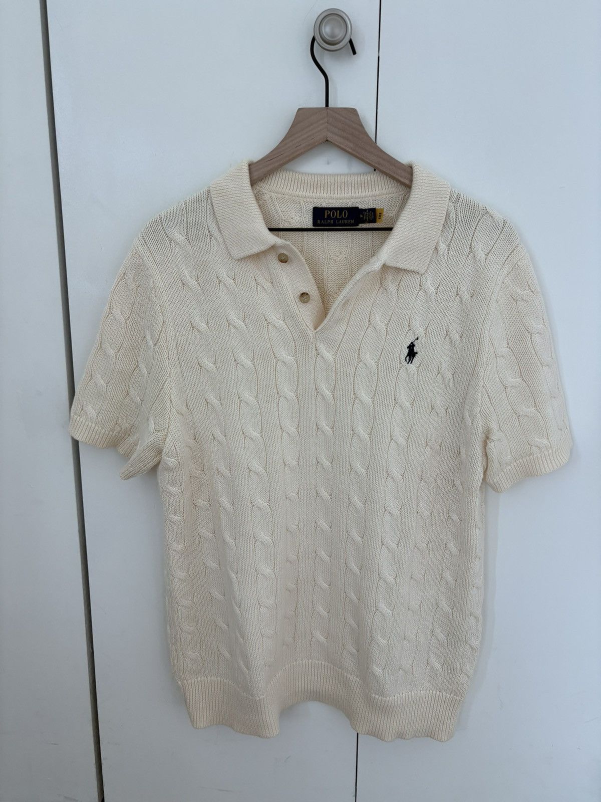 Ralph Lauren Cable-Knit Cotton Polo Sweater Size US M / EU 48-50 / 2 - 1 Thumbnail