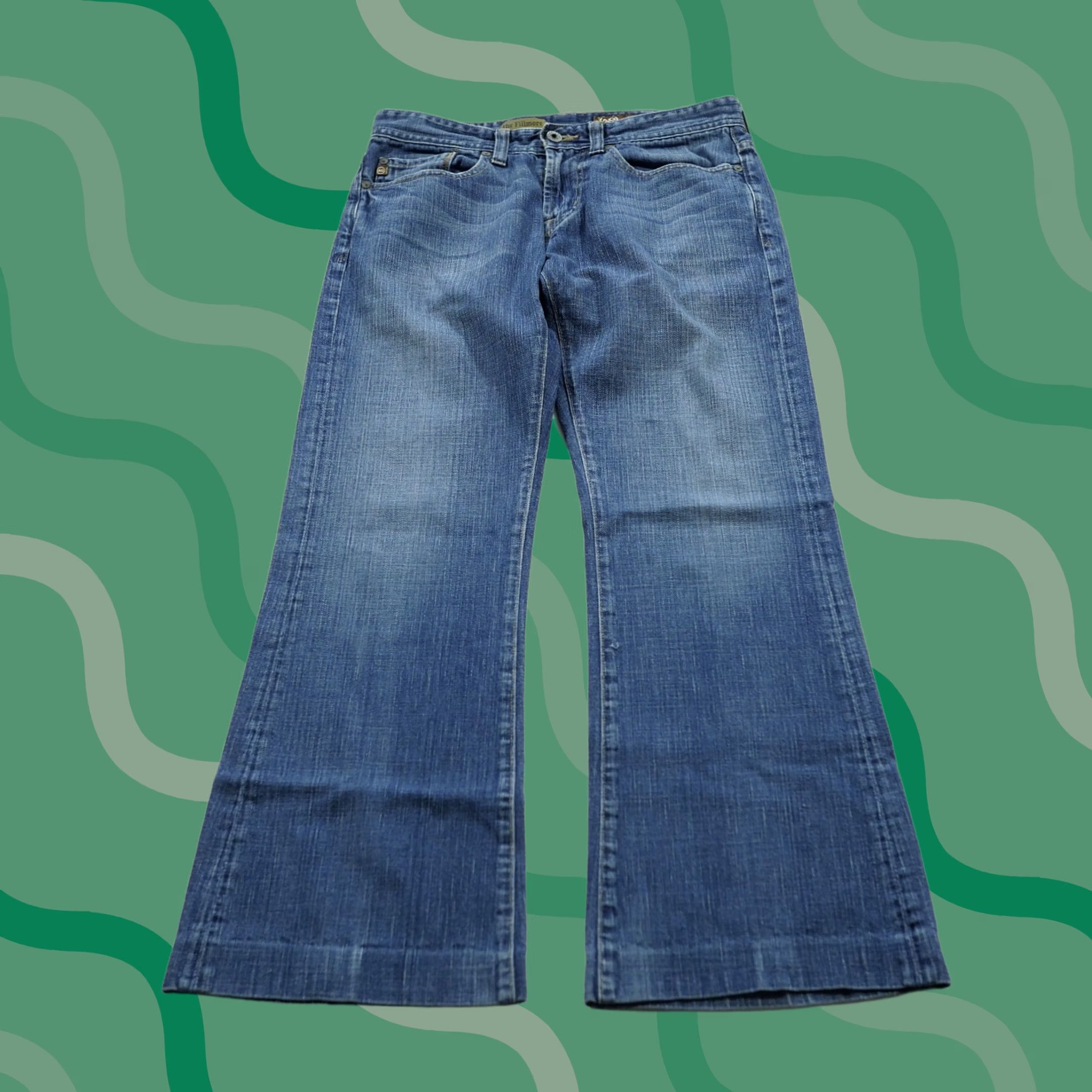 Denime AG Adriano Goldschmied Jeans Mens Bootcut 29x32 The Fillmore Blue Denim 5-Pocket Regular Waist Cotton Jeans Size US 29 - 1 Thumbnail