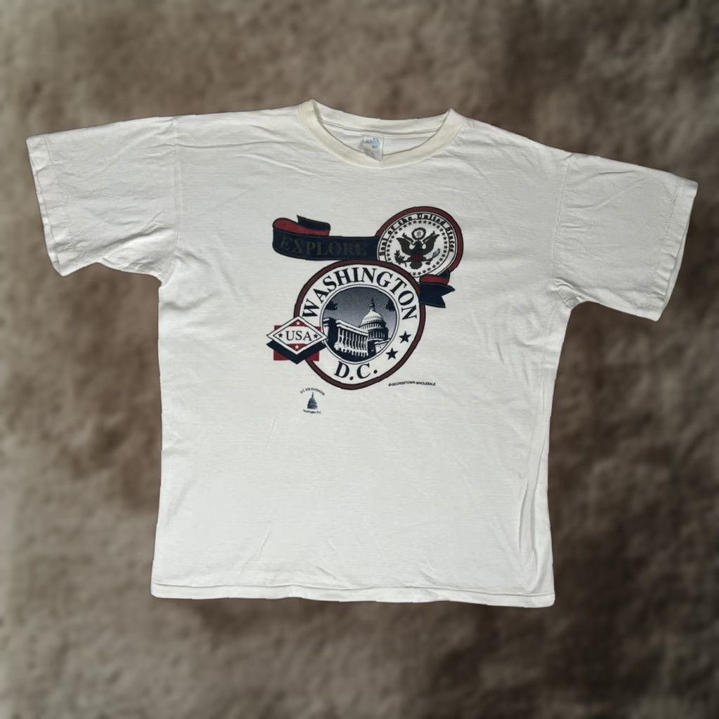 Vintage VINTAGE Washington DC White House T-Shirt XL Single Stitch Mens White 80s 90s USA Pin Hole Size US XL / EU 56 / 4 - 1 Thumbnail