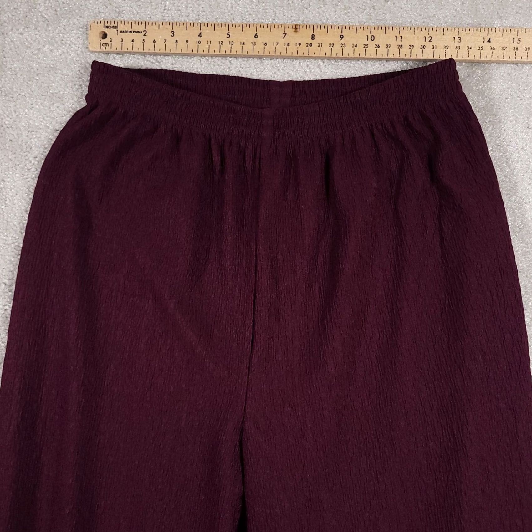 Vintage VINTAGE Liz Baker Essentials Dress Pants Womens Med Purple Pull On High Rise Texture Dress Pants Regular 26x29 Solid Linen? Size 32" / US 10 / IT 46 - 4 Thumbnail
