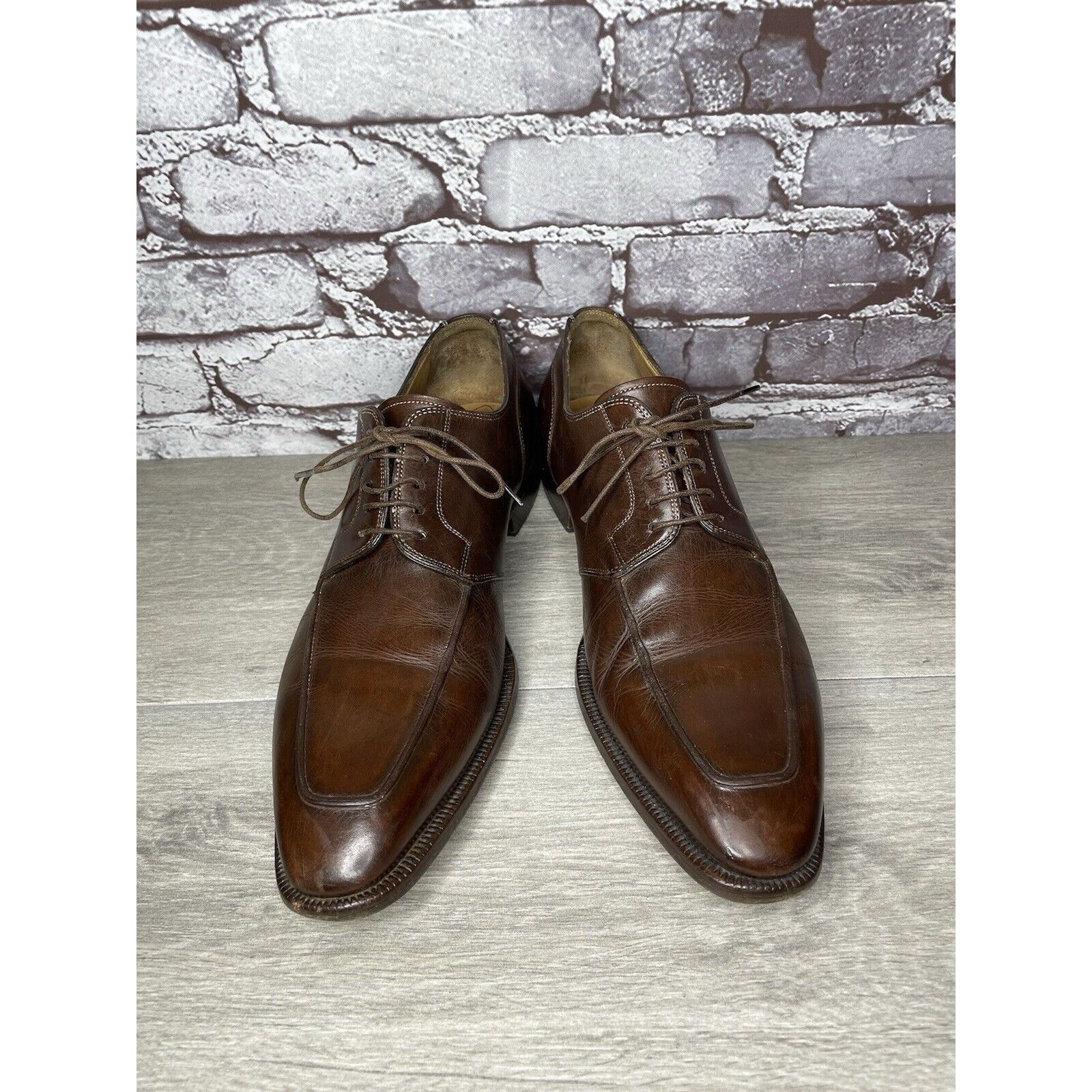 Santoni Santoni Brown Leather Apron Toe Loafers Oxfords Dress Shoes Size US 10 / EU 43 - 2 Thumbnail