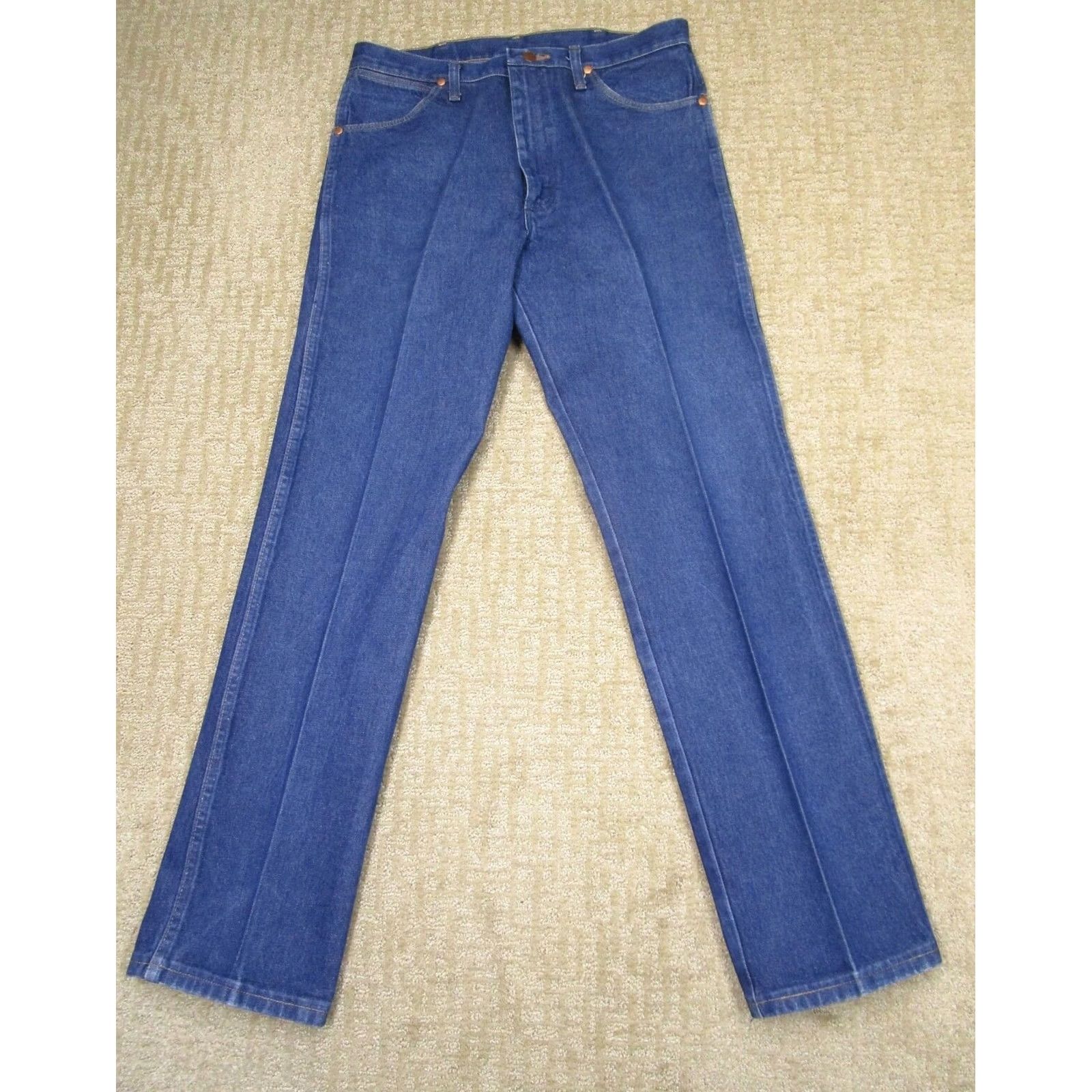 Wrangler Wrangler Jeans Men 34x33 Blue Cowboy Cut Original Fit Western Pants Dark Wash Denim 5-Pocket Regular Rise Bootcut Logo Cowboy Model 13MWZ Mens Jeans Size US 34 / EU 50 - 2 Thumbnail