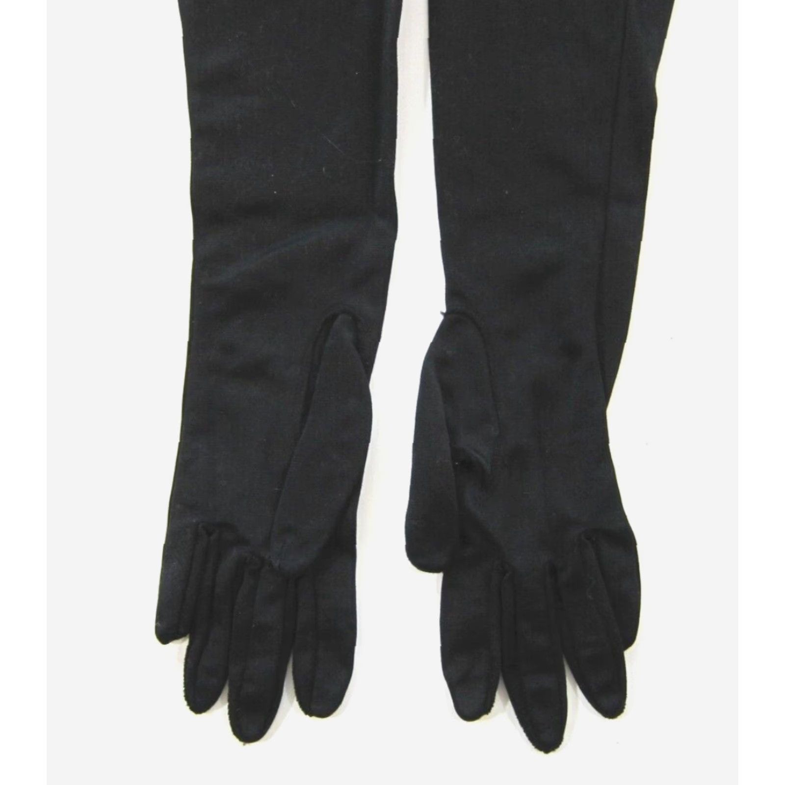 Vintage VINTAGE Black Pleated Lace Tight Fitted Long Party Cocktail Women Glove S- Size ONE SIZE - 4 Thumbnail