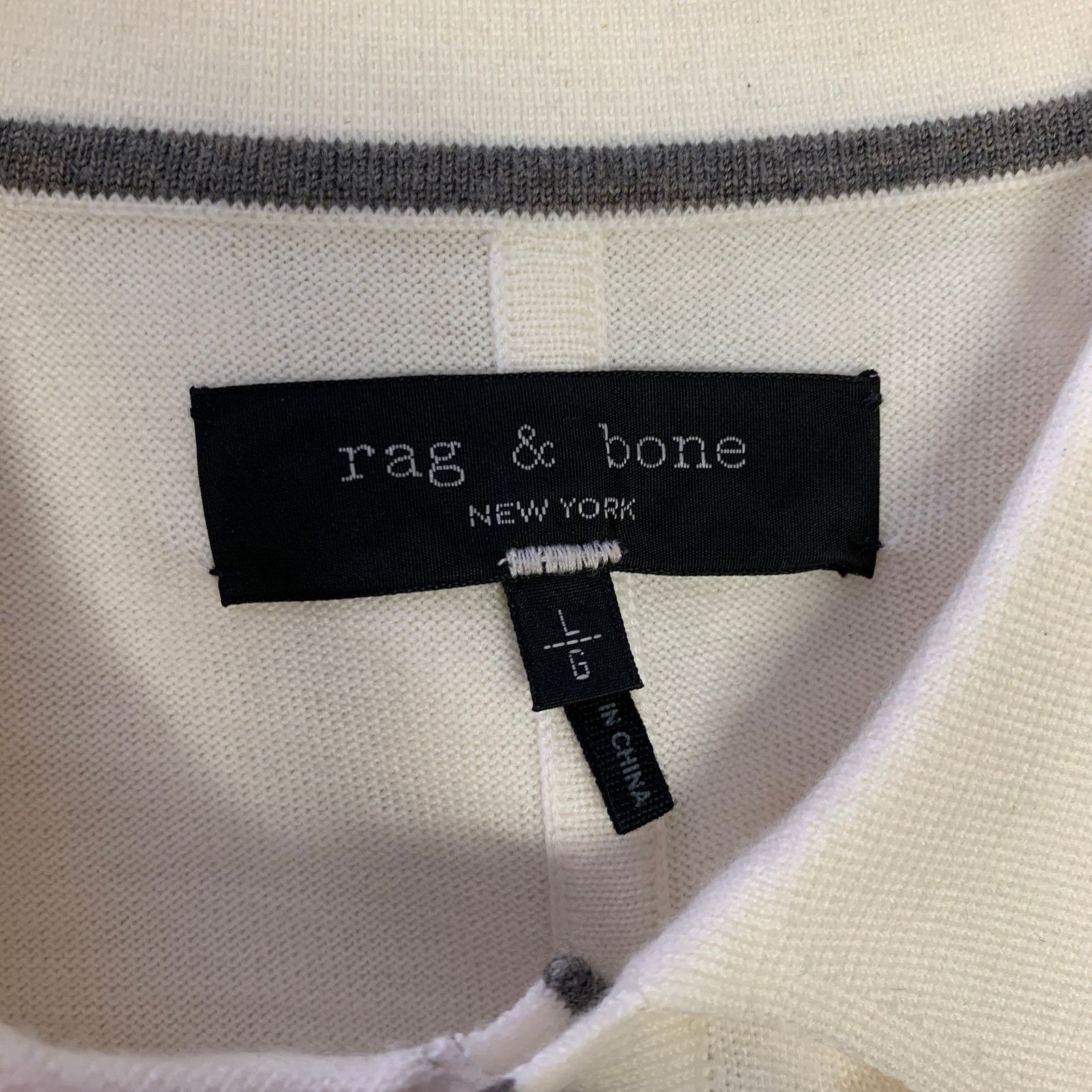 Rag & Bone RAG & BONE L Cream Grey Knitted Wool Cashmere Button Polo Size US L / EU 52-54 / 3 - 4 Thumbnail