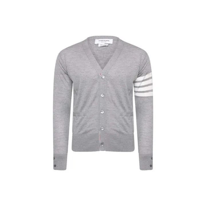 Thom Browne Thom Browne Gray V-Neck Wool Cardigan -2507 Size US L / EU 52-54 / 3 - 7 Thumbnail