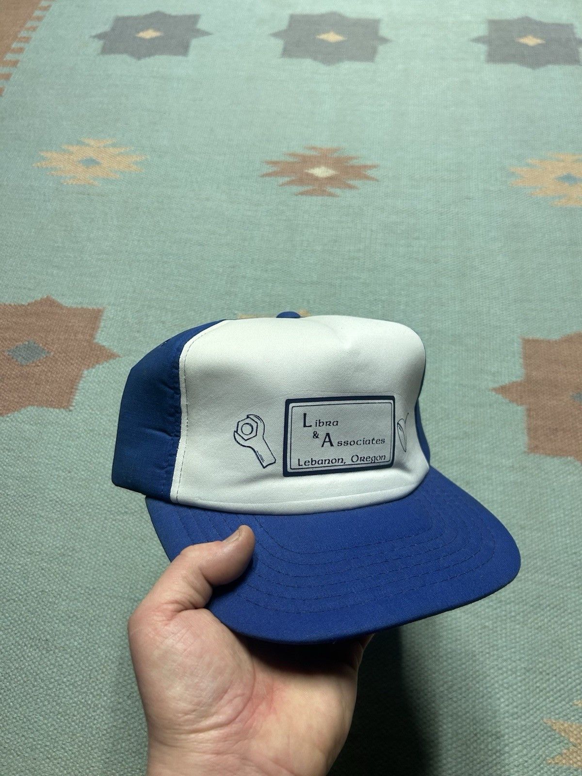 Vintage Vtg SnapBack hat Libra Associates Lebanon Oregon blue white Size ONE SIZE - 1 Thumbnail