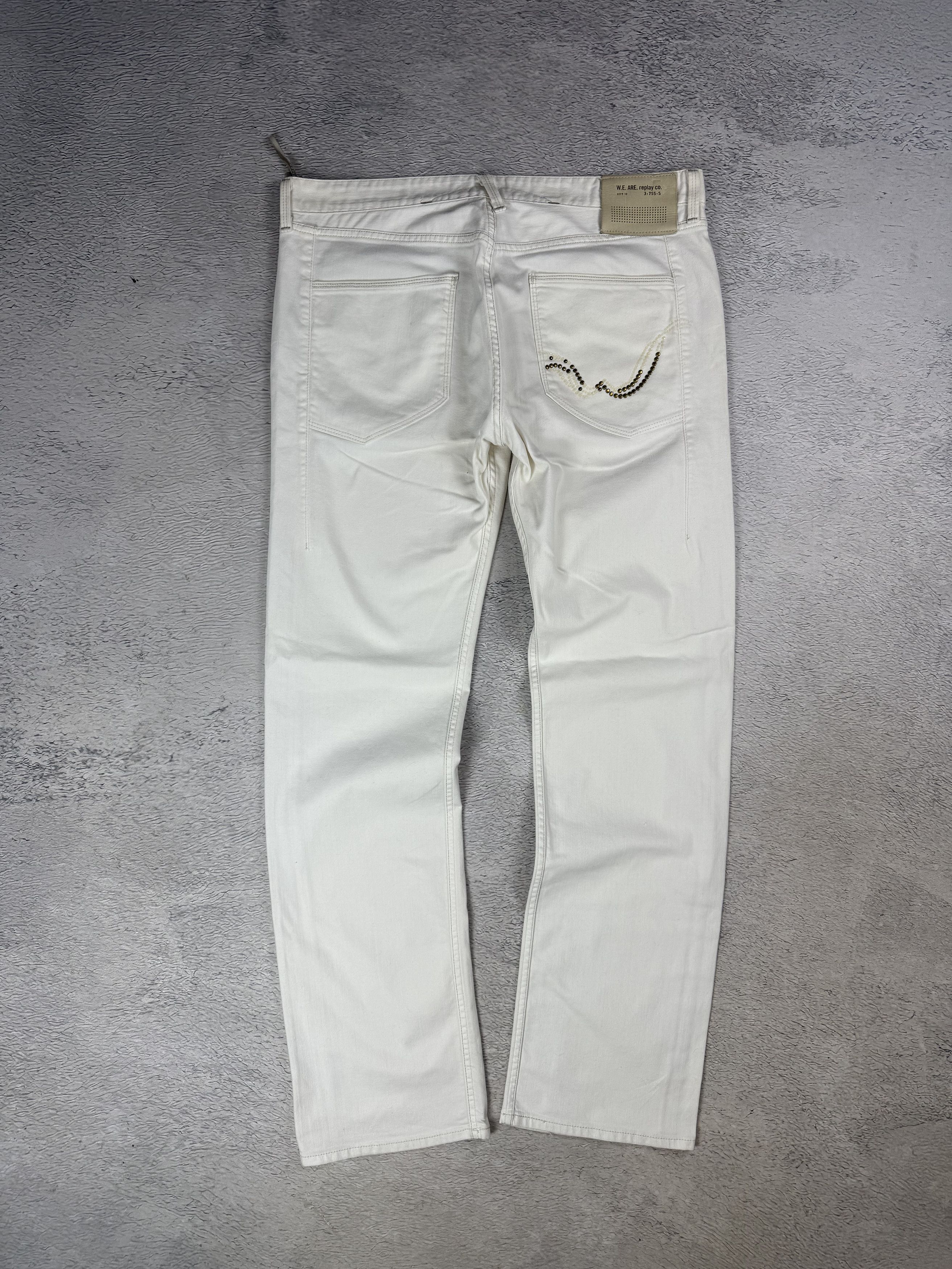 Replay Replay Carmelo Jeans White Back Logo Made In Italy Straigth Size US 36 / EU 52 - 4 Thumbnail