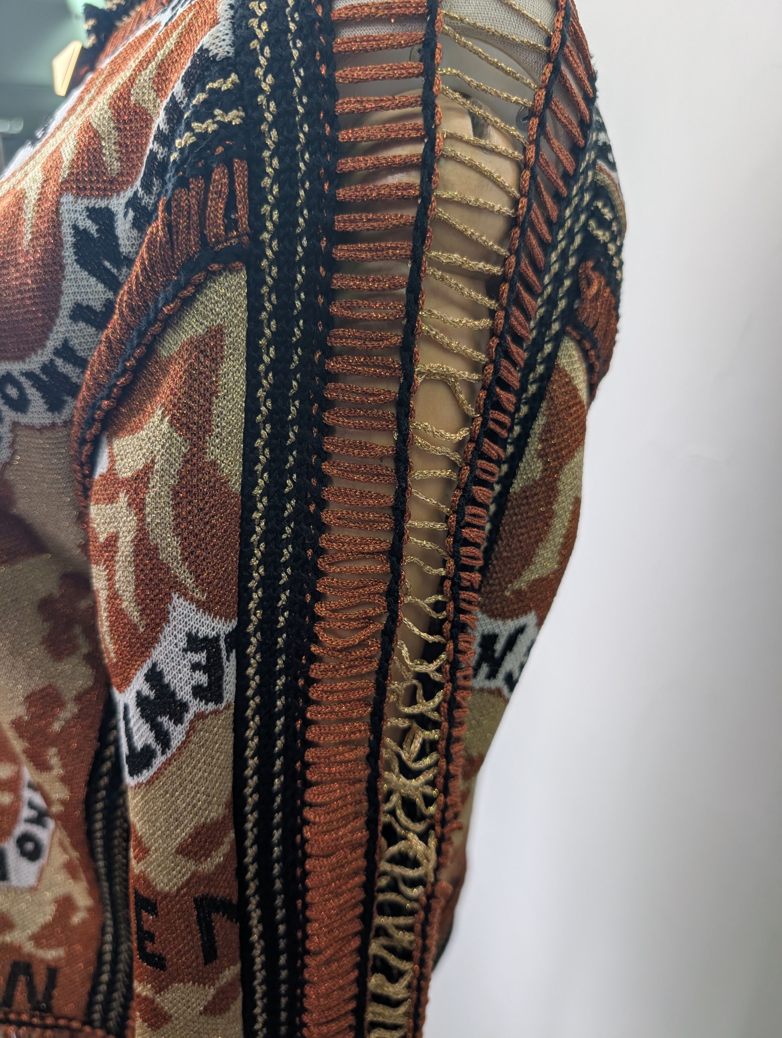 Valentino Valentino Gold Rockstud Manifeesto Bandana Knit Cardigan Size M / US 6-8 / IT 42-44 - 5 Thumbnail
