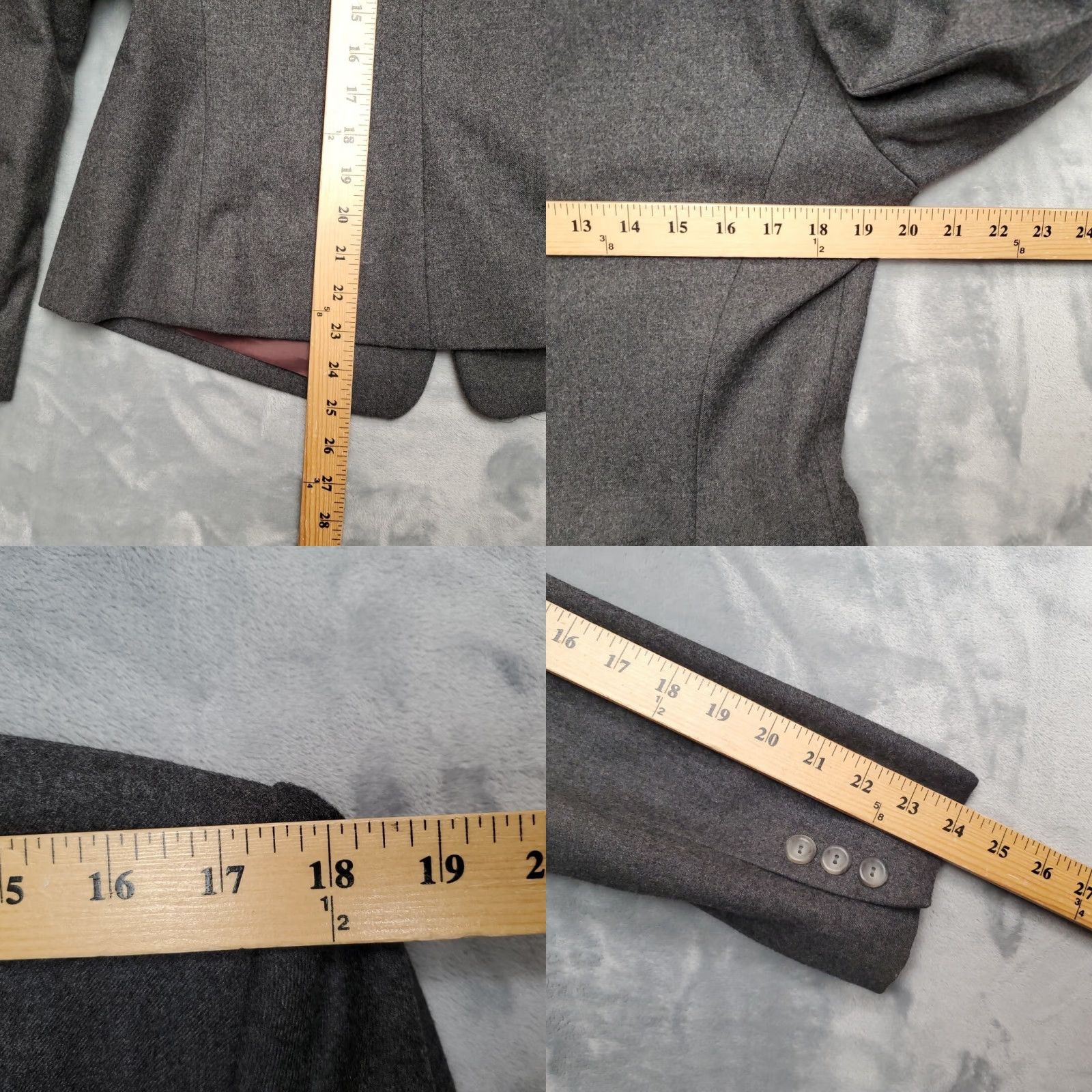 Liz Claiborne VINTAGE Liz Claiborne Blazer Womens 10 Gray Wool Jacket Lined USA Pockets Solid Button Casual Mens Womens Boys Girls Size L / US 10 / IT 46 - 9 Thumbnail