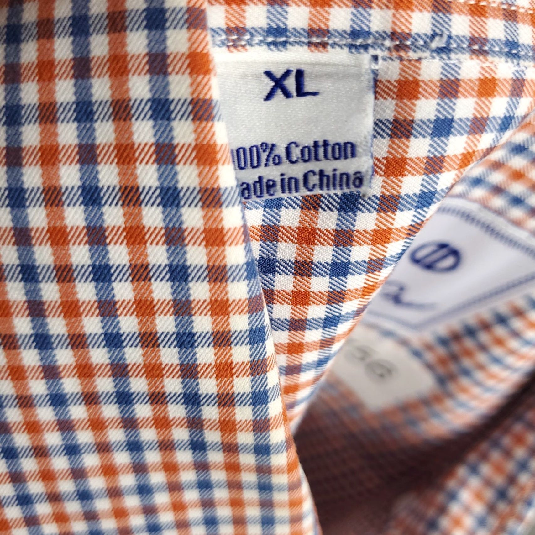 David Donahue David Donahue Shirt Mens XL Blue Orange Check Button Up Long Sleeve Size US XL / EU 56 / 4 - 7 Thumbnail