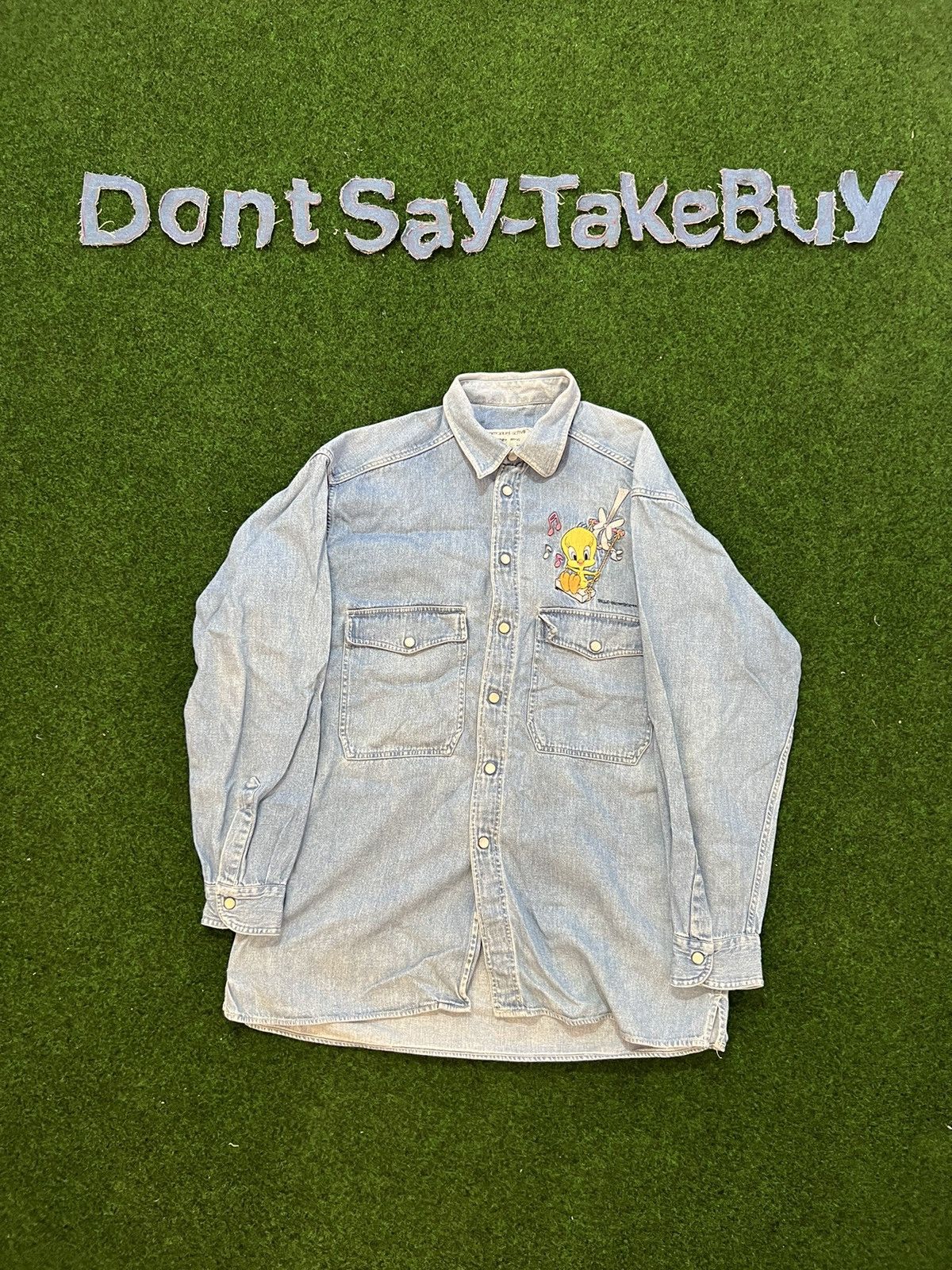 japanese-brand-vintage-warner-bros-denim-top-90s-american-wear-y2k