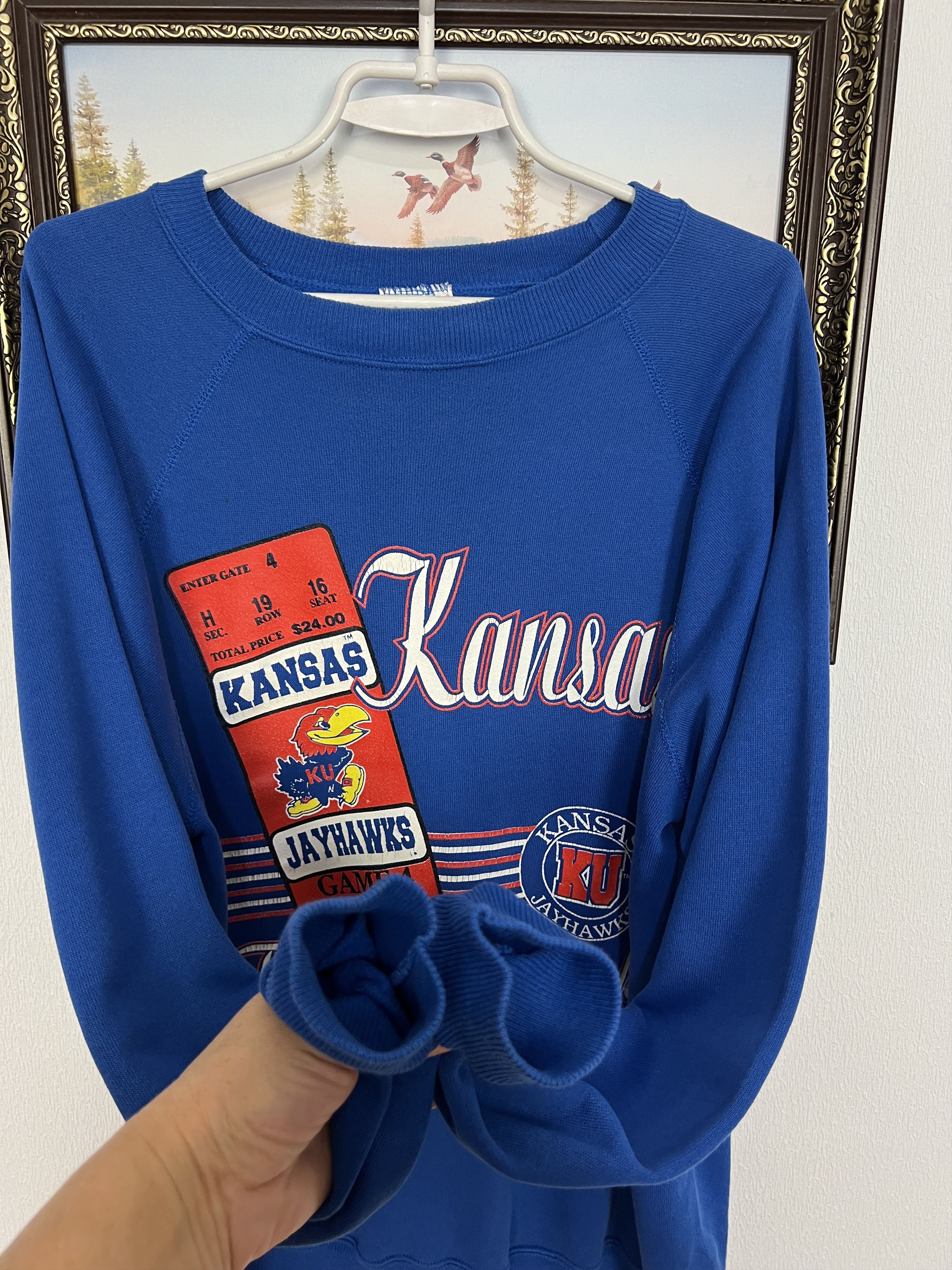 Vintage Vintage Kansas Jayhawks KU Sweatshirt Crewneck Over Print Size US XL / EU 56 / 4 - 7 Thumbnail