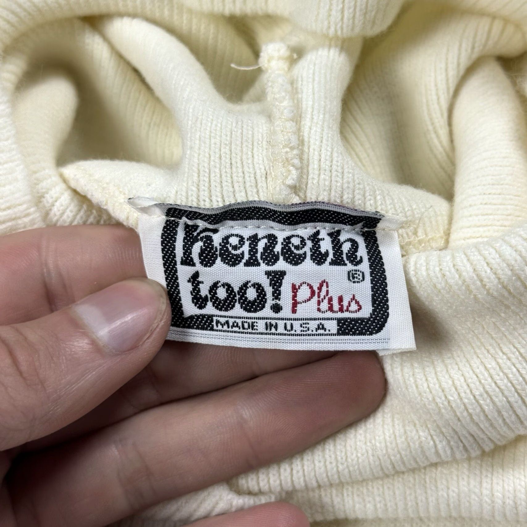 Vintage VINTAGE Kenneth Too! 1970s Turtleneck Sweater Women XL Ivory Acrylic Knit Retro Boho 70s Fashion Size XL / US 12-14 / IT 48-50 - 4 Thumbnail