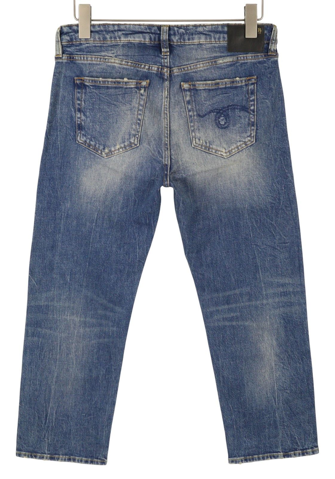 R13 BOY STRAIGHT 29 Kelly Stretch Faded Blue Jeans 87174 Size 29" - 4 Thumbnail