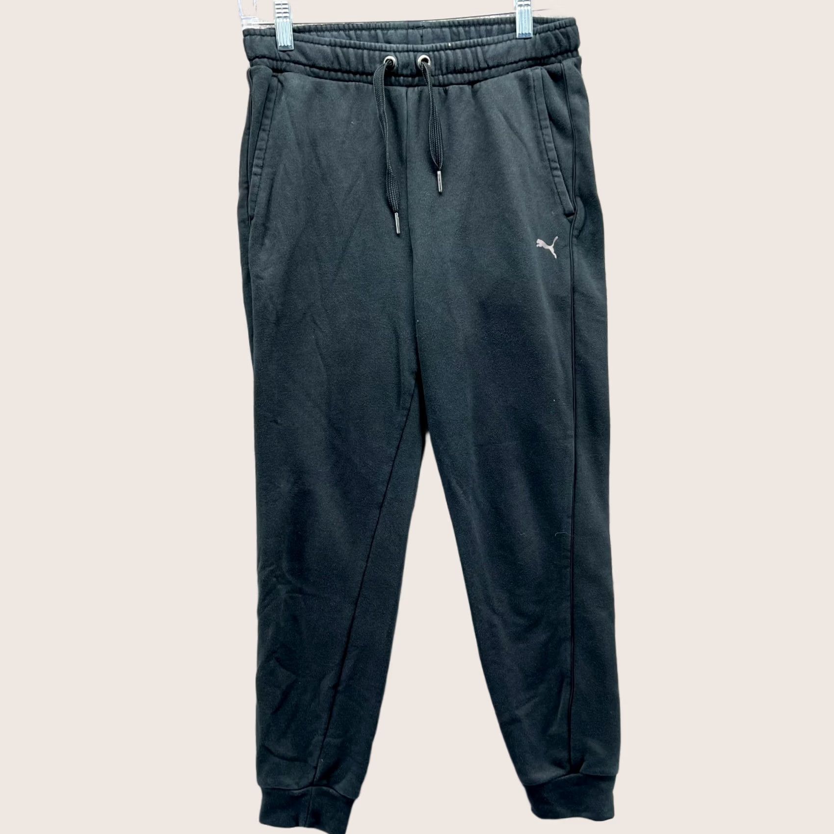 Puma PUMA Sweatpants Mens Medium Black Fleece Joggers Drawstring Cuffed Logo Athletic Pants Size US 31 - 1 Thumbnail
