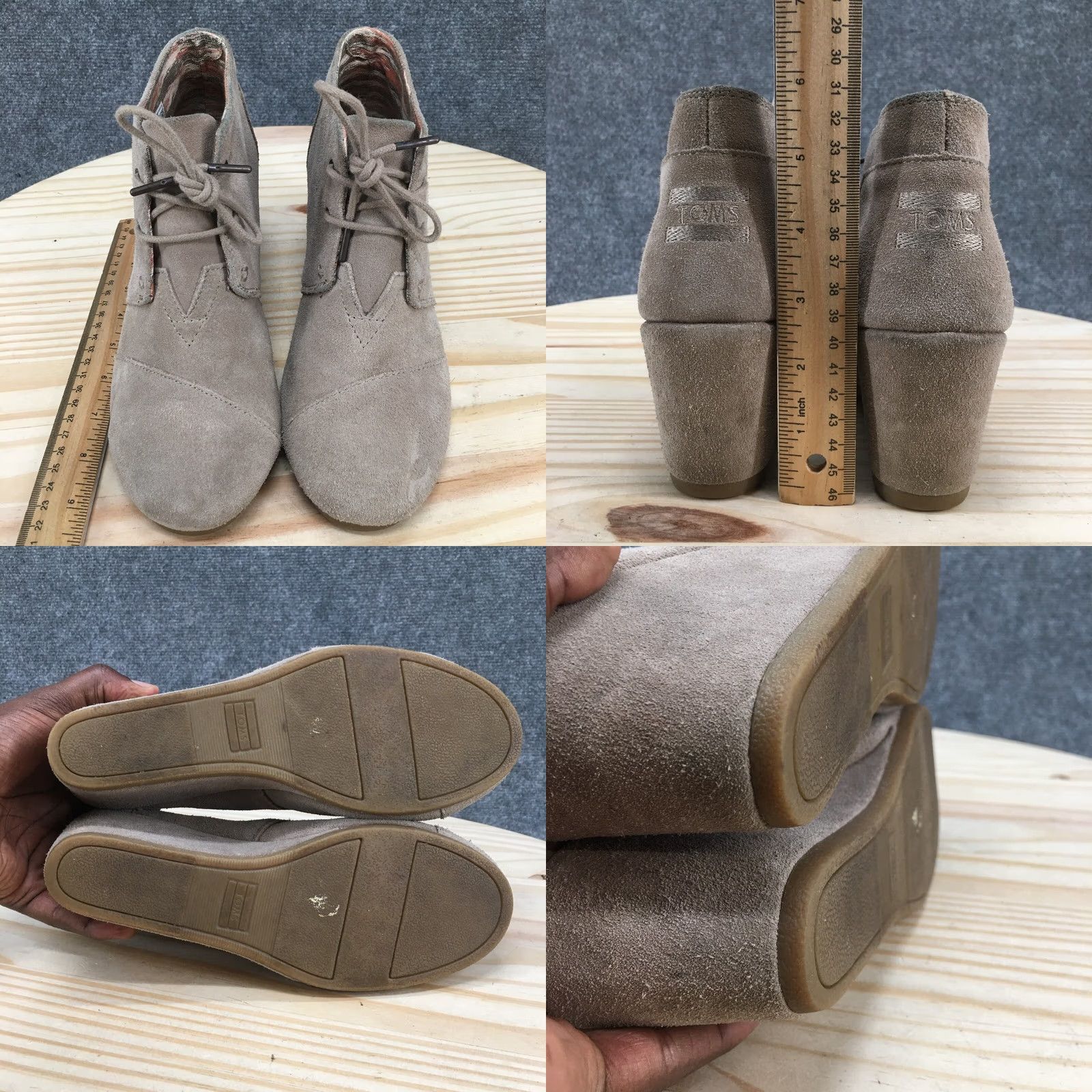 Toms Toms Boots Womens 9 Desert Brown Lace Up Ankle Wedge Heels Comfort Desert Boots Womens 9 Brown Slips User? Size M / US 6-8 / IT 42-44 - 8 Thumbnail