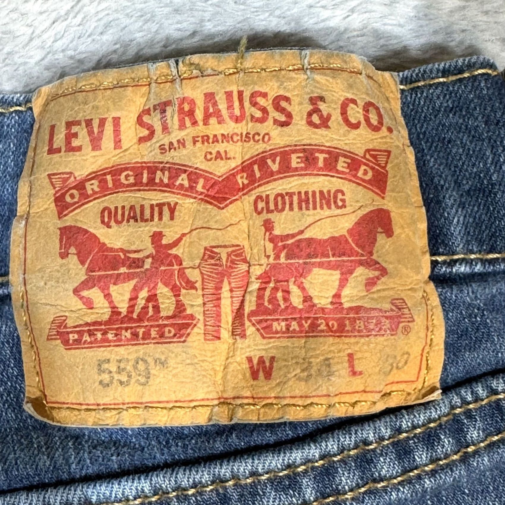 Levi's Levi's 559 Jeans Mens 34x30 Blue Denim Relaxed Straight Mid Rise Stretch Zip Fly Size US 34 / EU 50 - 3 Thumbnail