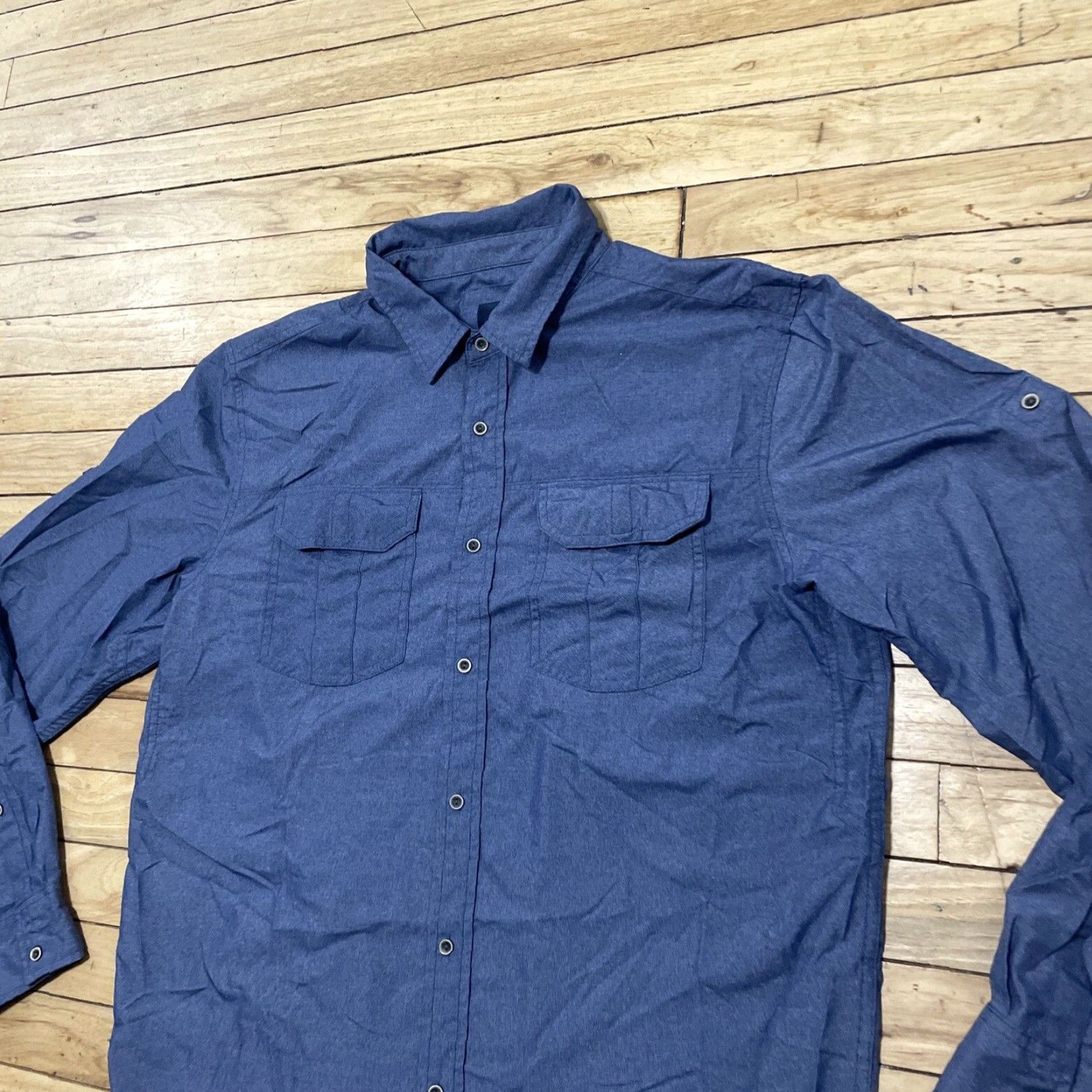 Prana PRANA Hiking Shirt Men L Blue Roll Sleeve Outdoor Hike Active Performance Men Size US L / EU 52-54 / 3 - 4 Thumbnail