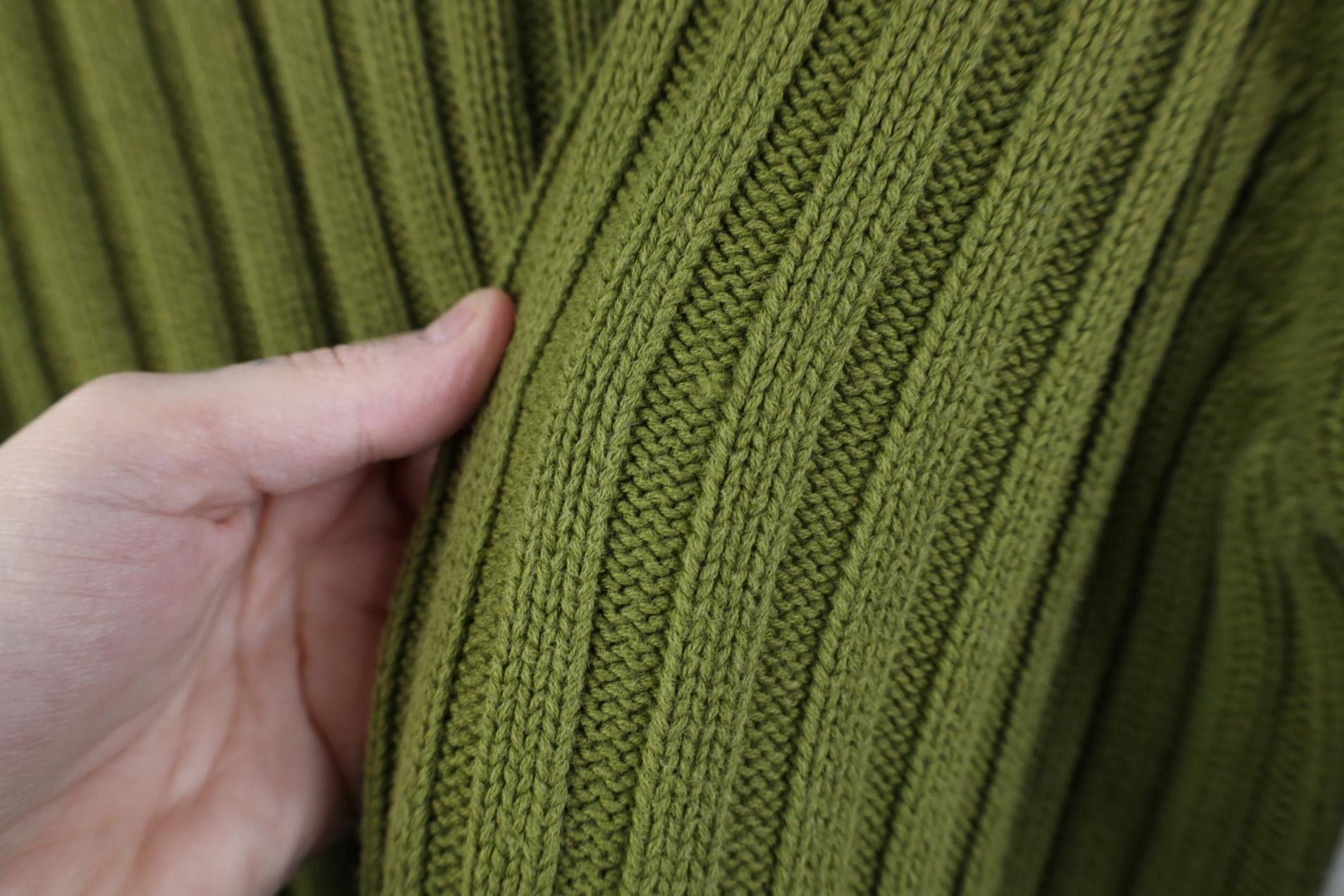 Express Vintage Y2K Express Chunky Ribbed Knit Sweater Green Cotton Size M / US 6-8 / IT 42-44 - 4 Thumbnail