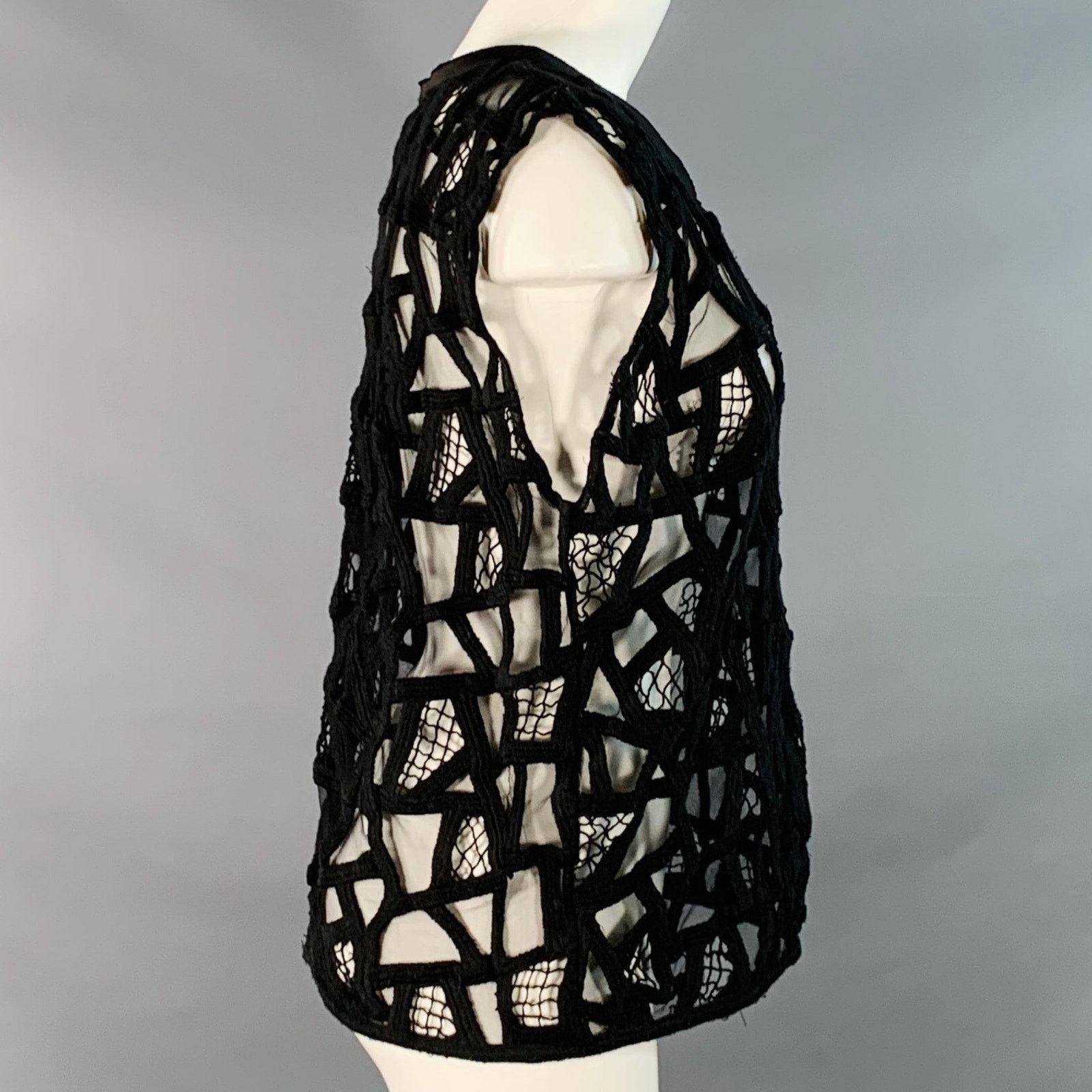 Iro IRO Size S Black Lace Mesh Sleeveless Crew Neck Casual Top Size XS / US 0-2 / IT 36-38 - 2 Thumbnail