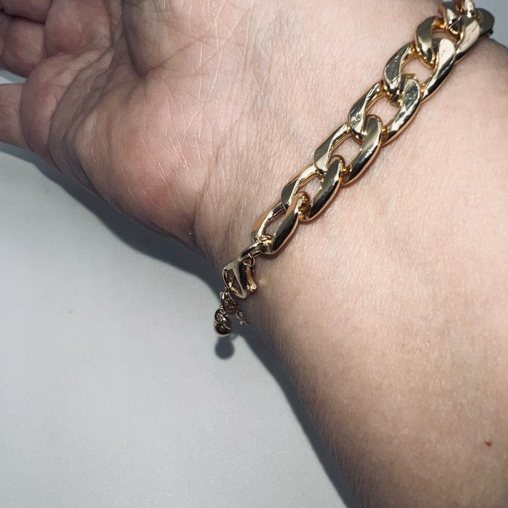 Other Gold Tone Cuban Link and Crystal Heart Bracelet Size ONE SIZE - 4 Thumbnail