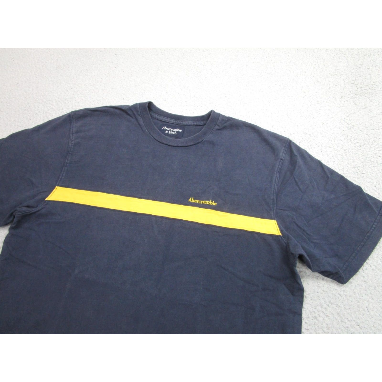 Abercrombie & Fitch Abercrombie & Fitch Shirt Mens XL Blue Yellow Stripe T-Shirt Crew Neck Short Sleeve Vintage No Size US XL / EU 56 / 4 - 2 Thumbnail