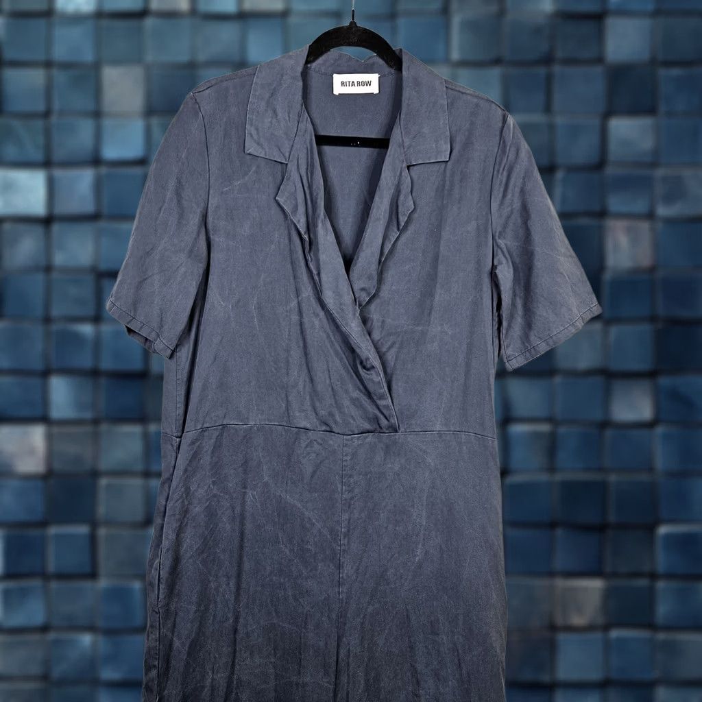 Vintage Rita Row V-neck Tencel Blend Short Sleeve Navy Romper Women's M Size 32" / US 10 / IT 46 - 1 Thumbnail