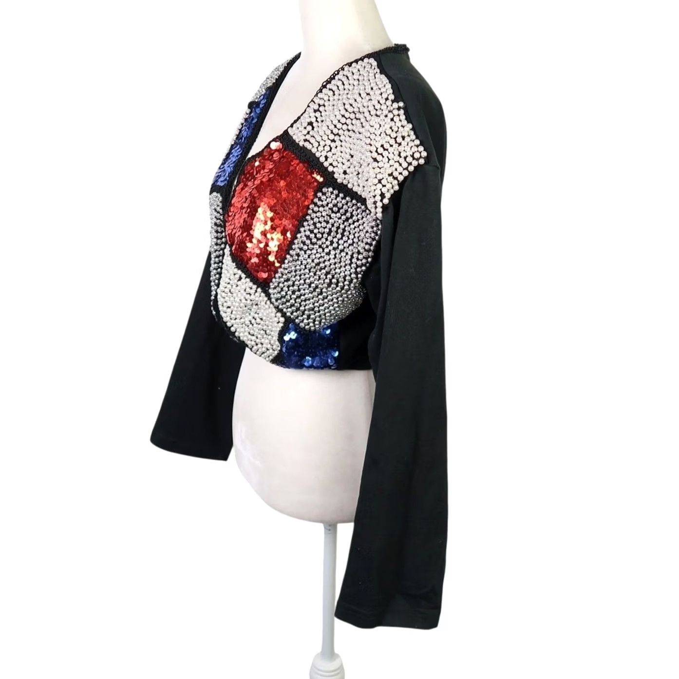 Vintage VINTAGE Speed Limit MPH Jacket Women Beaded Sequin Pearl Crop Party 80s 90s Black Short Sleeve Mens? Womens Size M / US 6-8 / IT 42-44 - 3 Thumbnail