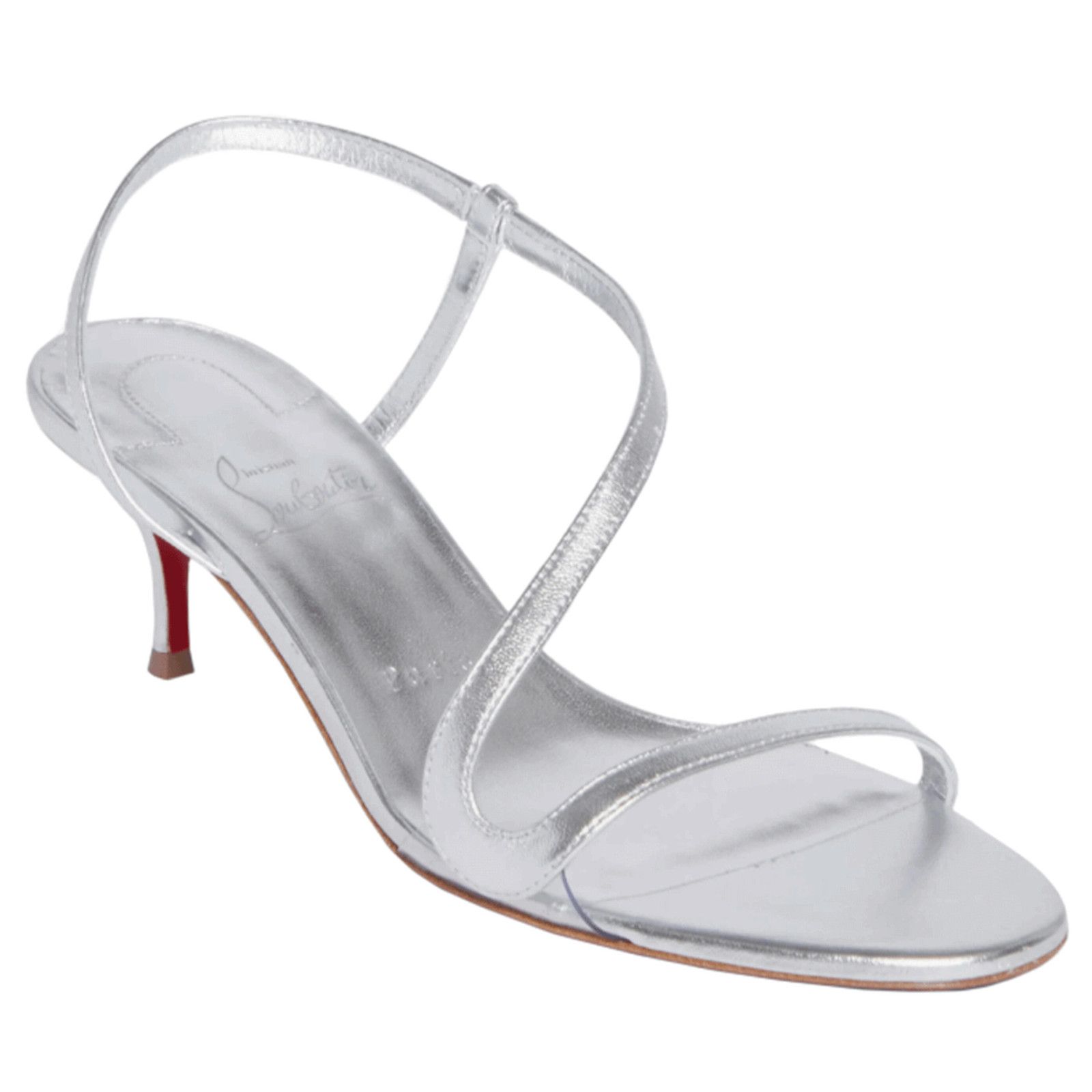 Christian Louboutin Christian Louboutin Rosalie 55 Silver Ankle Strap Pump 37.5 Size US 7.5 / IT 37.5 - 1 Thumbnail