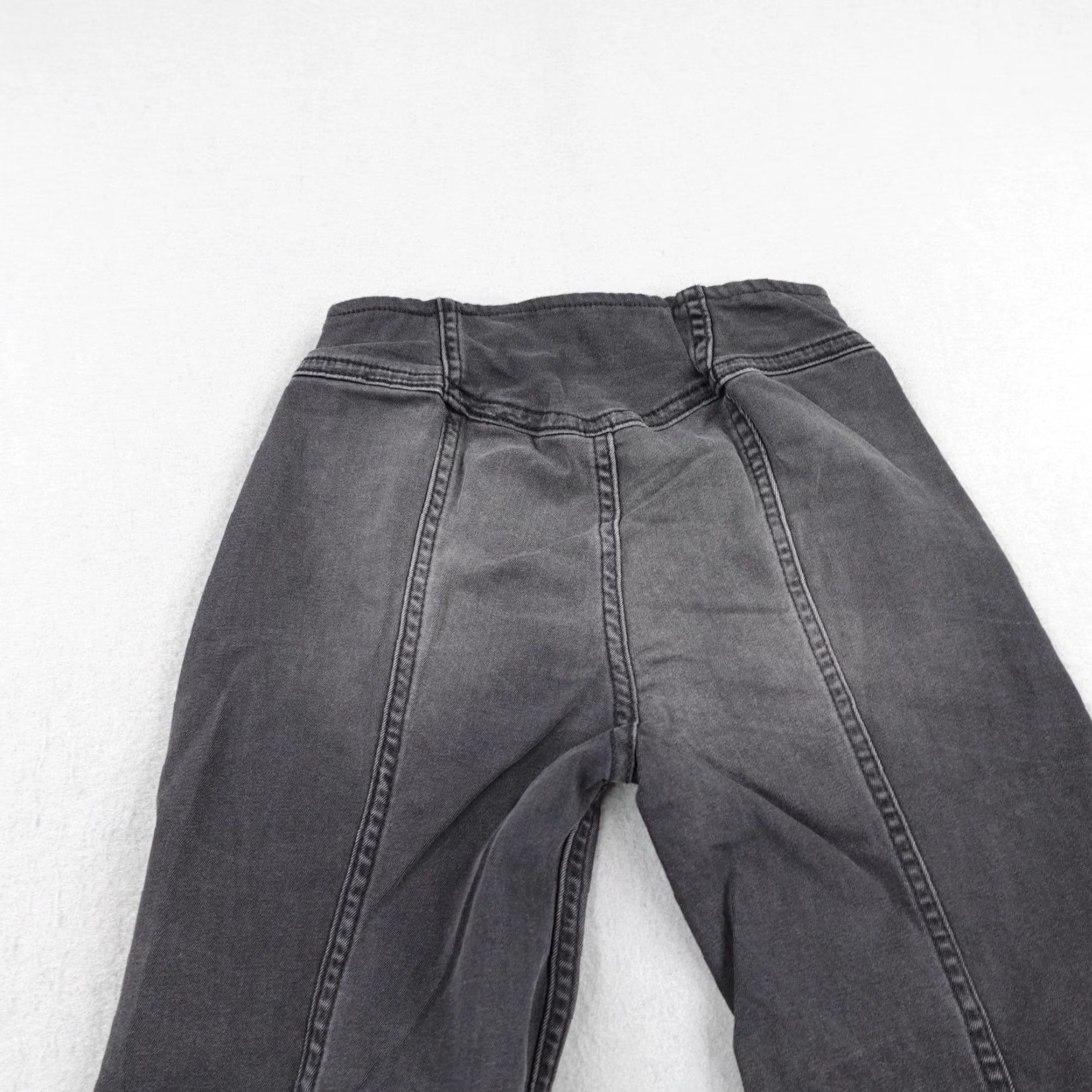 Vintage Free People Pants Womens 24 Black Extreme Flare Bell Bottoms Boho Faded Stretch Size 42" / US 20 - 6 Thumbnail