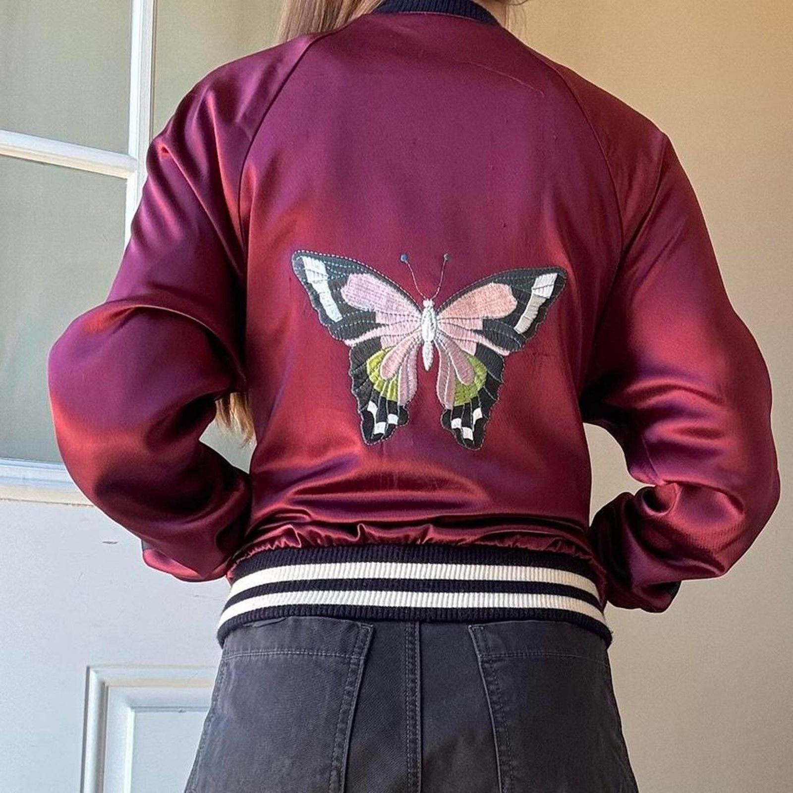 Other ABS by Allen Schwartz Silk Butterfly Bomber Jacket XS Size XS / US 0-2 / IT 36-38 - 2 Thumbnail