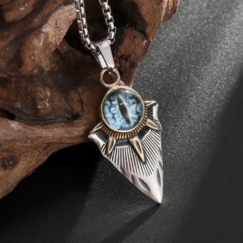 Vintage Retro Blue Demon Eyes Necklace Size ONE SIZE - 2 Thumbnail