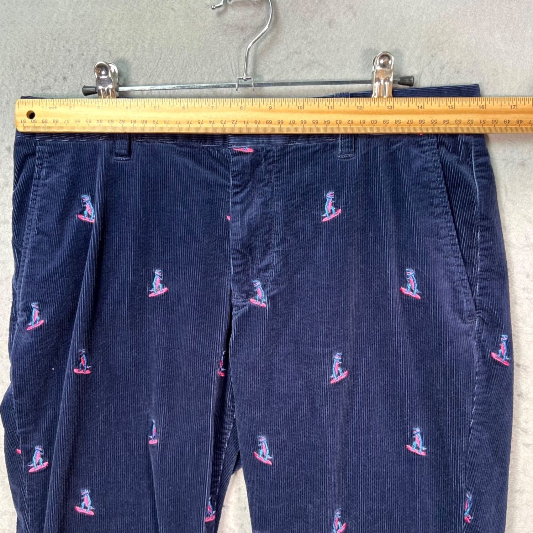 Bonobos Bonobos Mens Blue Corduroy Chino Pants with Dinosaur Embroidery 31 x 32 Straight Front Pocketed Regular Waist Mens Size US 31 - 6 Thumbnail