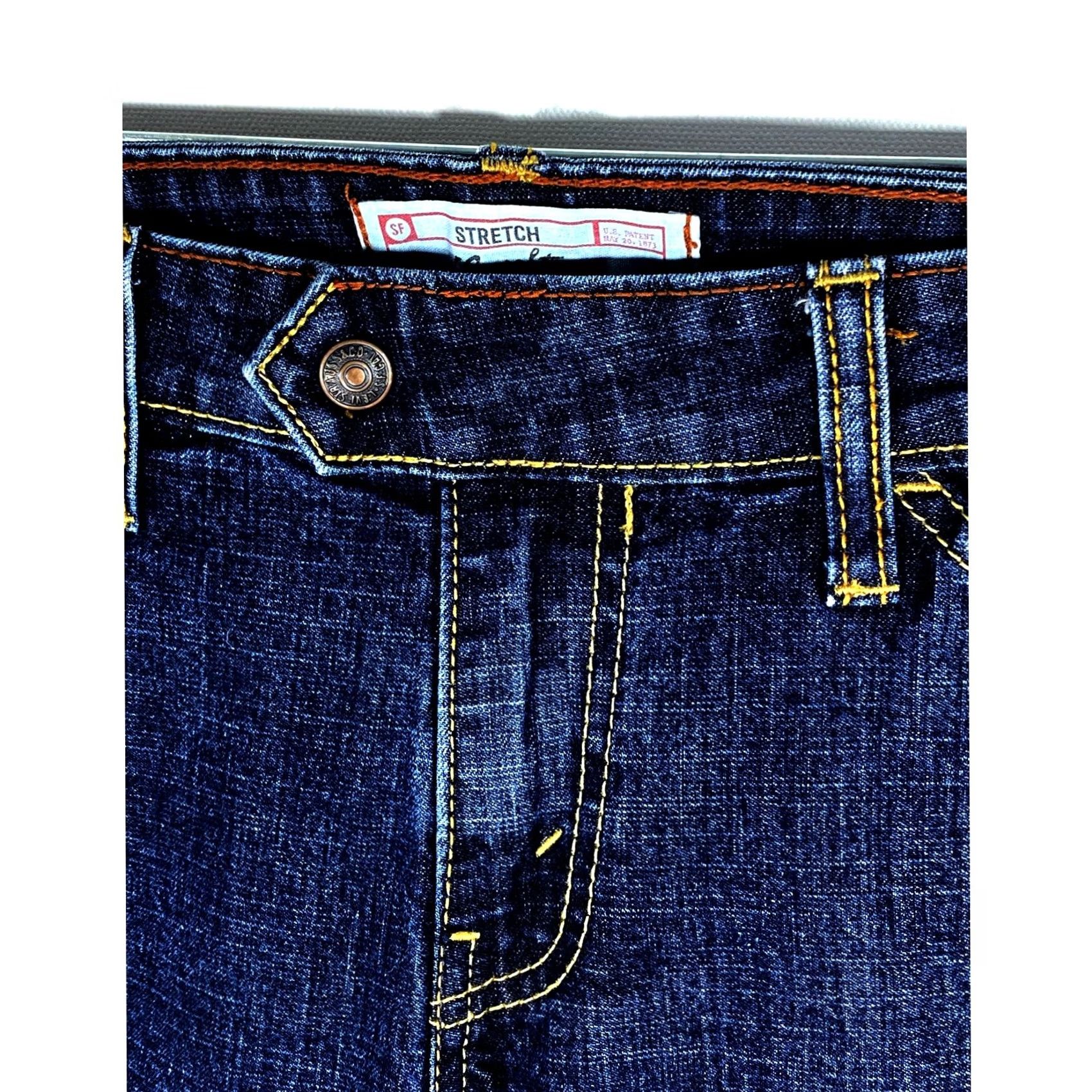 Vintage Levis Levi Strauss Signature Jeans Bootcut Juniors 7 Dark Wash Stretch Womens Size 28" / US 6 / IT 42 - 4 Thumbnail