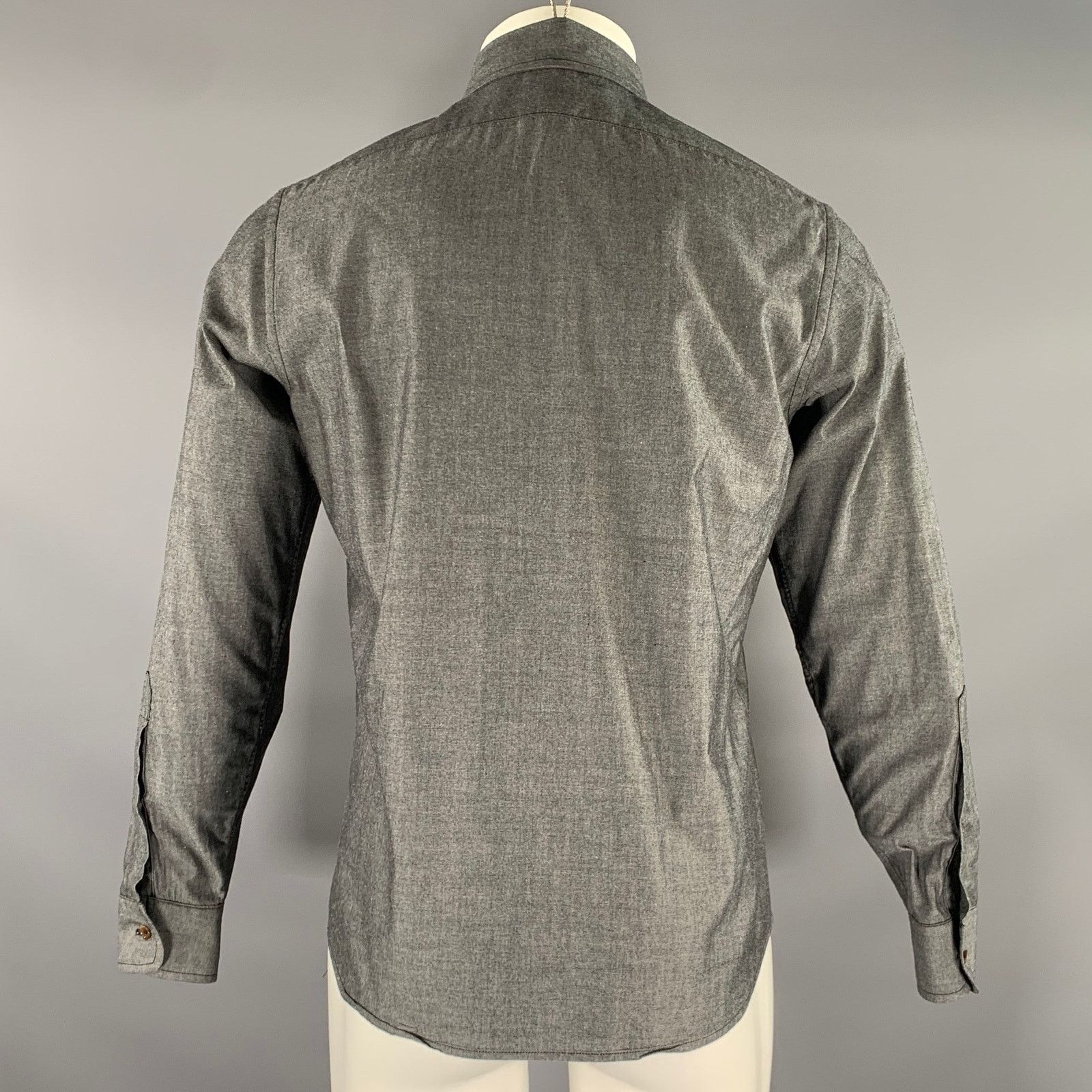 Taylor Stitch TAYLOR STITCH Grey White Heather Pointed Collar L/S Shirt Size US S / EU 44-46 / 1 - 3 Thumbnail