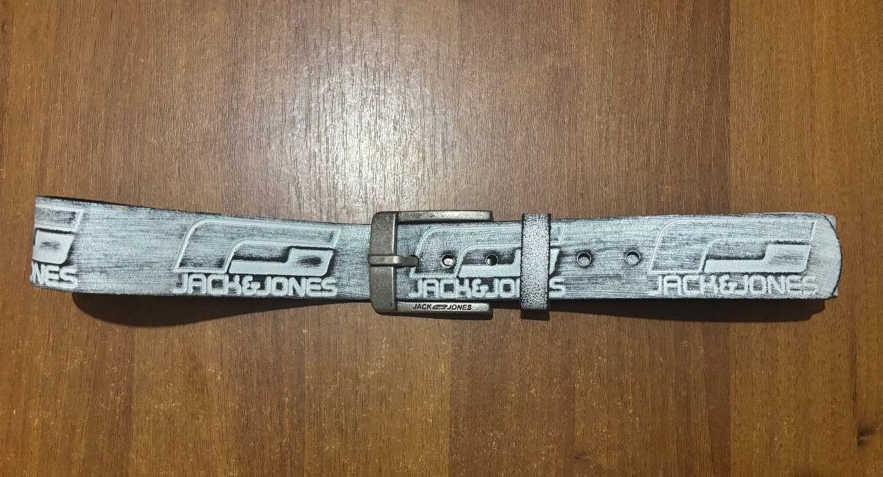 Jack & Jones Jack & Jones Logo Leather Belt – Distressed Grey – Size 95 Size 32 - 2 Thumbnail
