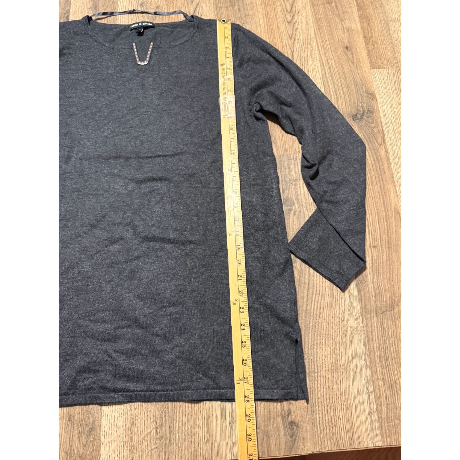 Vintage Cable & Gauge Shirt Women XL Gray Gold Long Sleeve V-neck Womens Size XL / US 12-14 / IT 48-50 - 7 Thumbnail