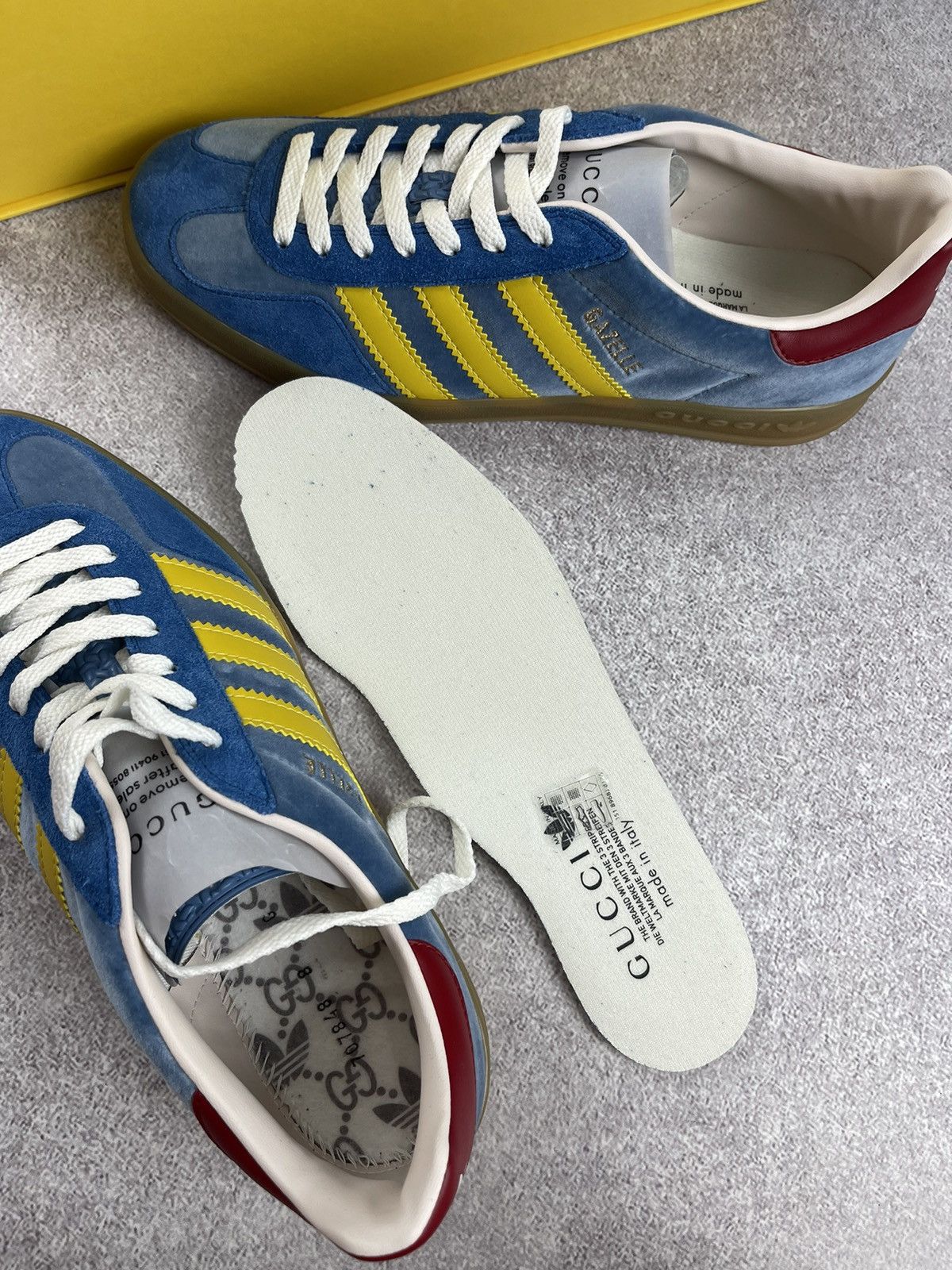 Gucci Adidas x Gucci Gazelle Blue/Yellow Size US 8.5 Size US 8.5 / EU 41-42 - 16 Thumbnail