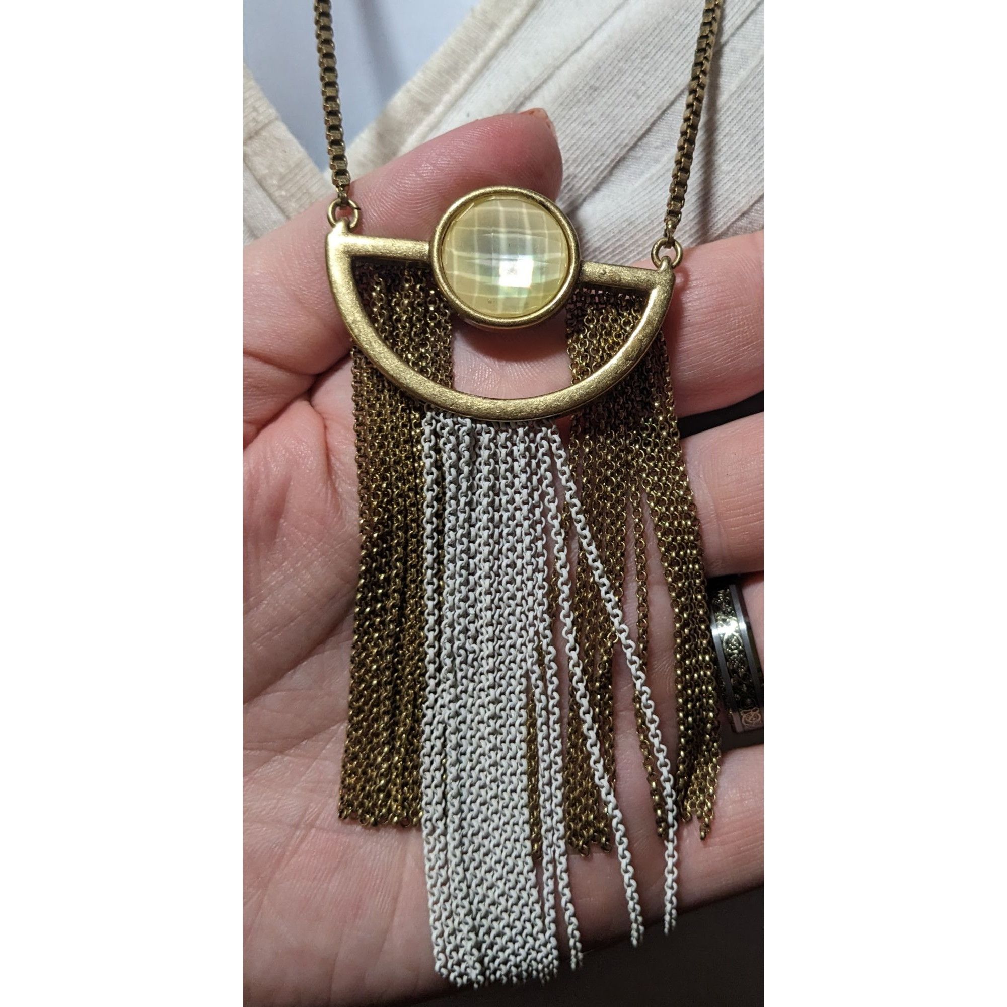 Lucky Brand Lucky Brand Retro Geometric Fringe Pendant Necklace Size ONE SIZE - 7 Thumbnail