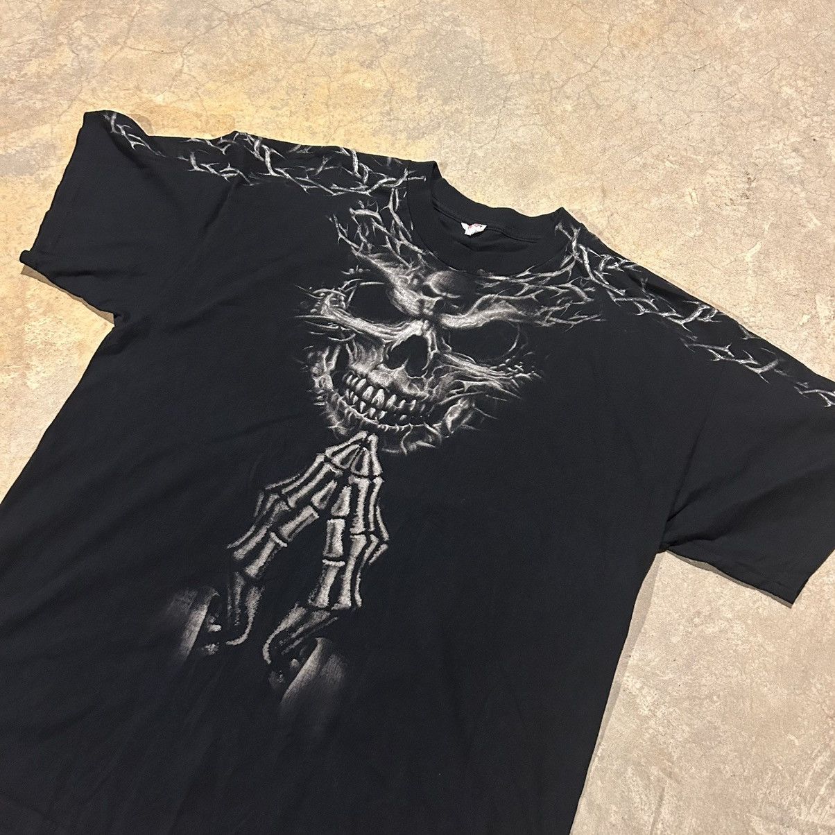 Affliction × Vintage Crazy Vintage Y2K Skull Reaper Tee Cyber Grunge Goth Skater Size US XL / EU 56 / 4 - 2 Thumbnail