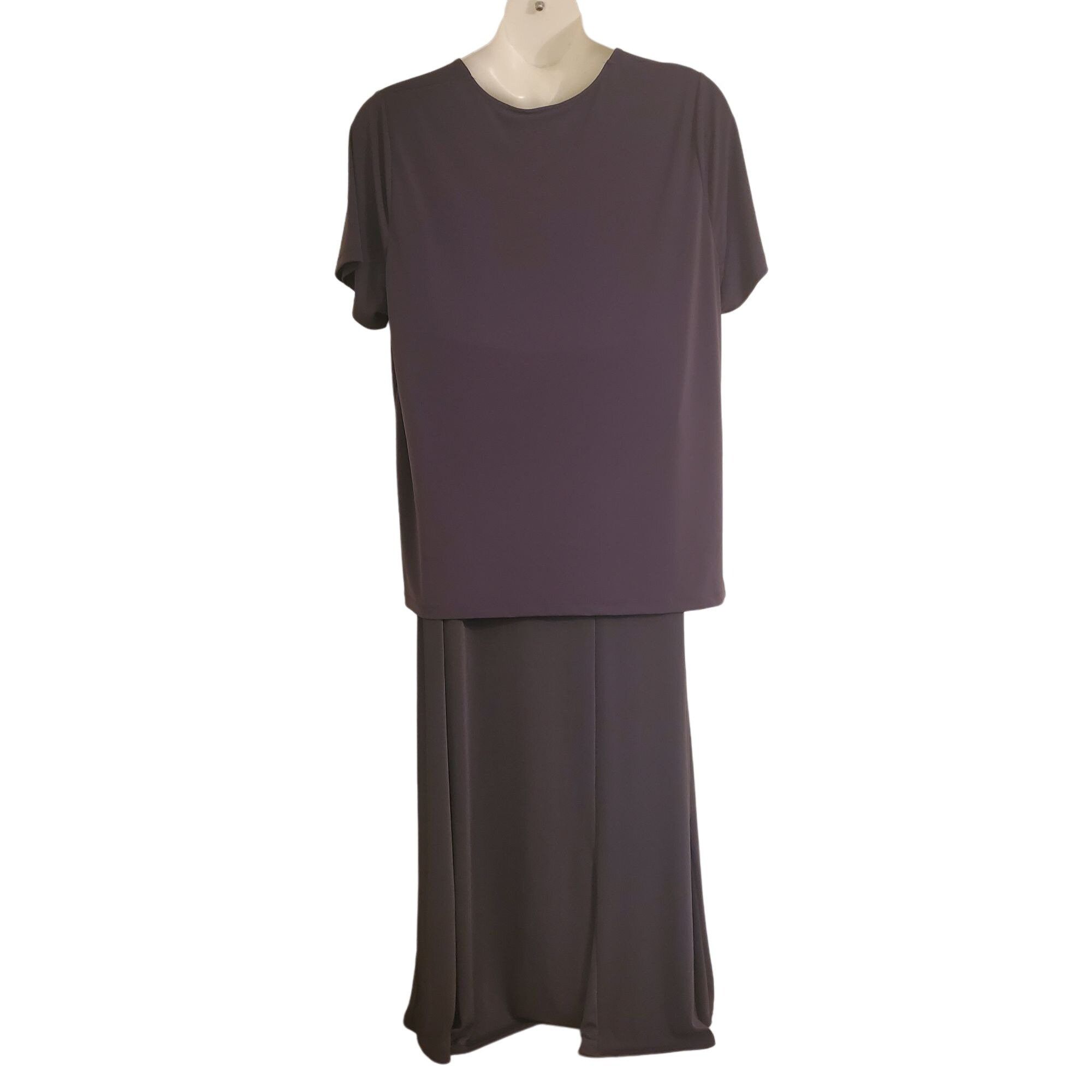Other Maggie Barnes 1X Gray Slinky Liquid Knit Top Skirt 2 Pc Set Size XL / US 12-14 / IT 48-50 - 2 Thumbnail