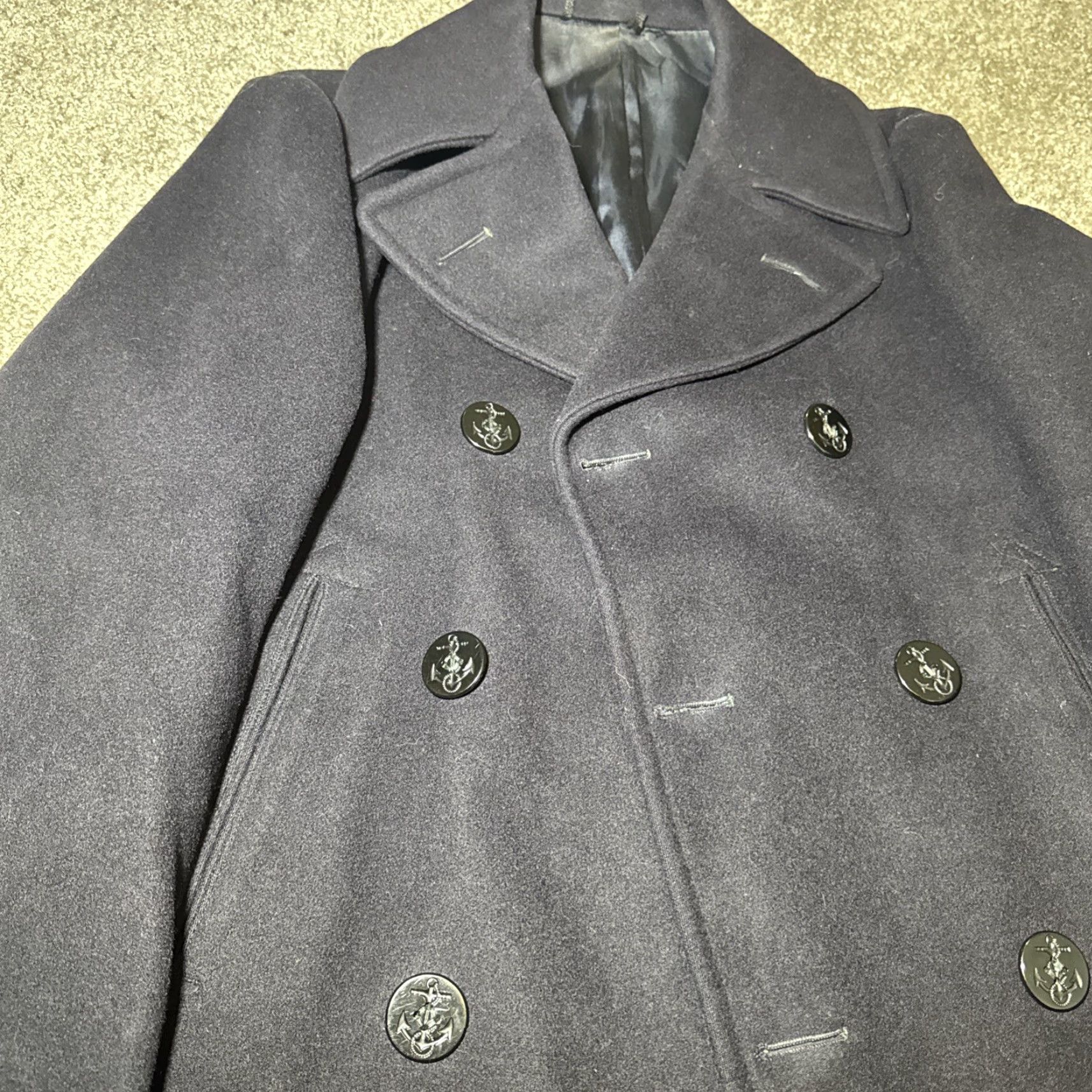 Vintage VINTAGE US Navy Pea Coat Mens 36 100% Wool Trenton Sportswear 1968 Blue Size US XXS / EU 40 - 6 Thumbnail