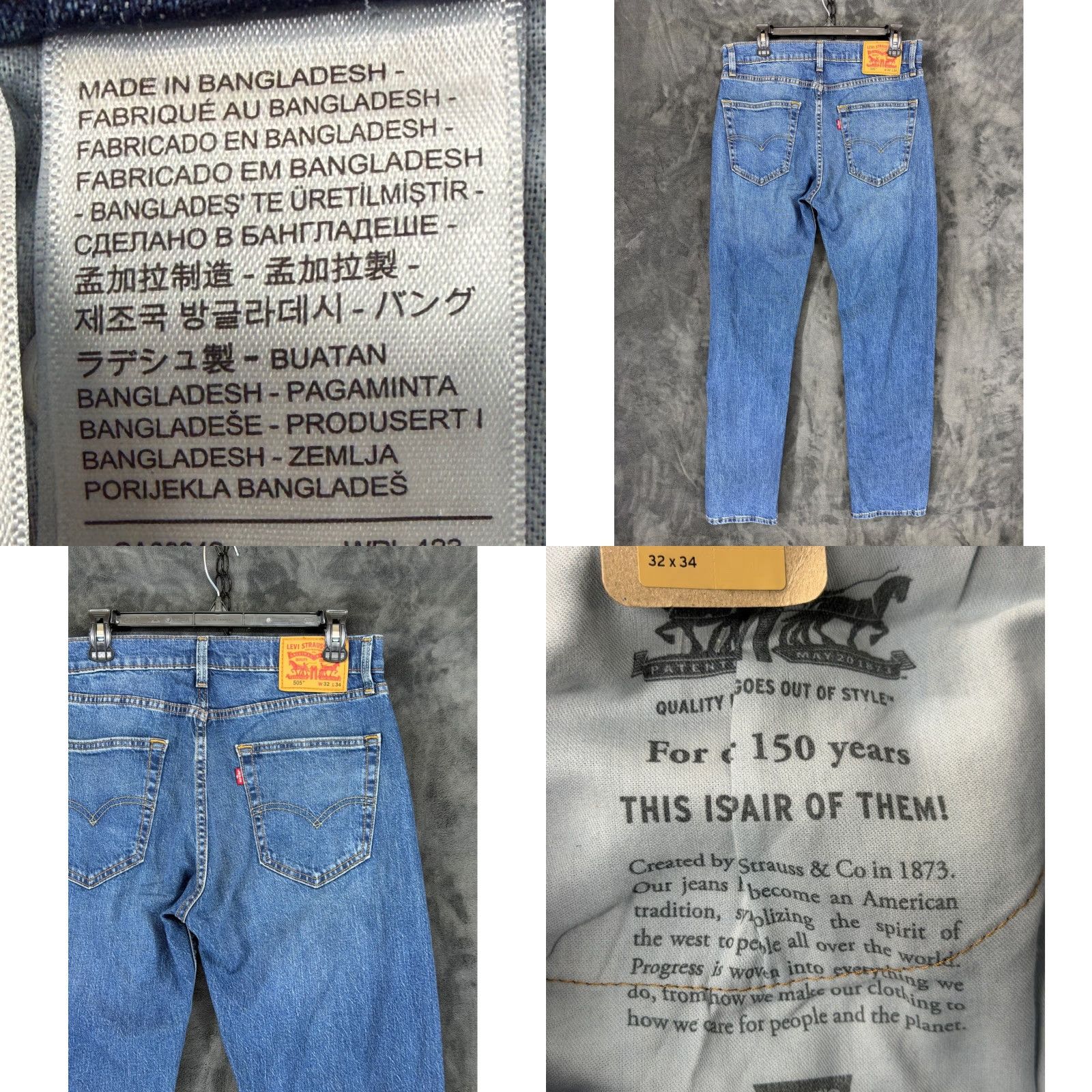 Levi's Levi's 505 Regular Fit Stretch Jeans 32x34 Medium Wash Blue 00505-3171 NEW Size US 32 / EU 48 - 8 Thumbnail