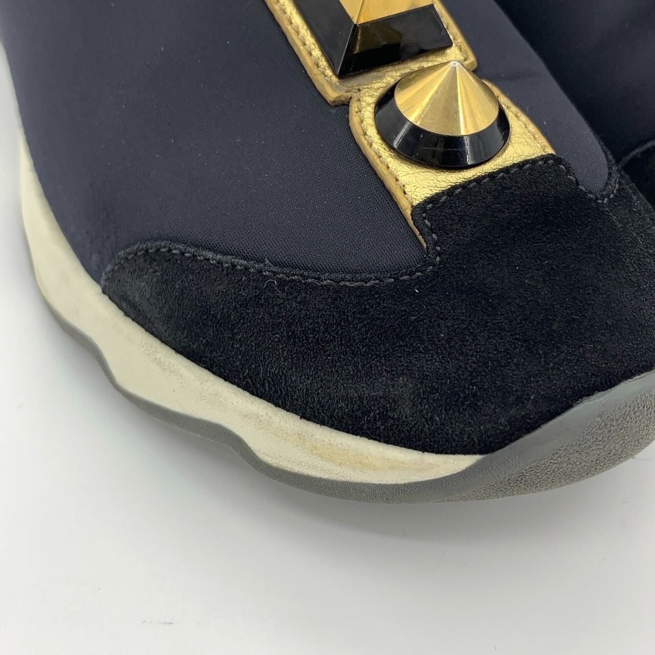 Fendi Fendi Canvas and Leather Contrast Rivet Black Sneakers, Size Size US 5 / EU 37 - 3 Thumbnail